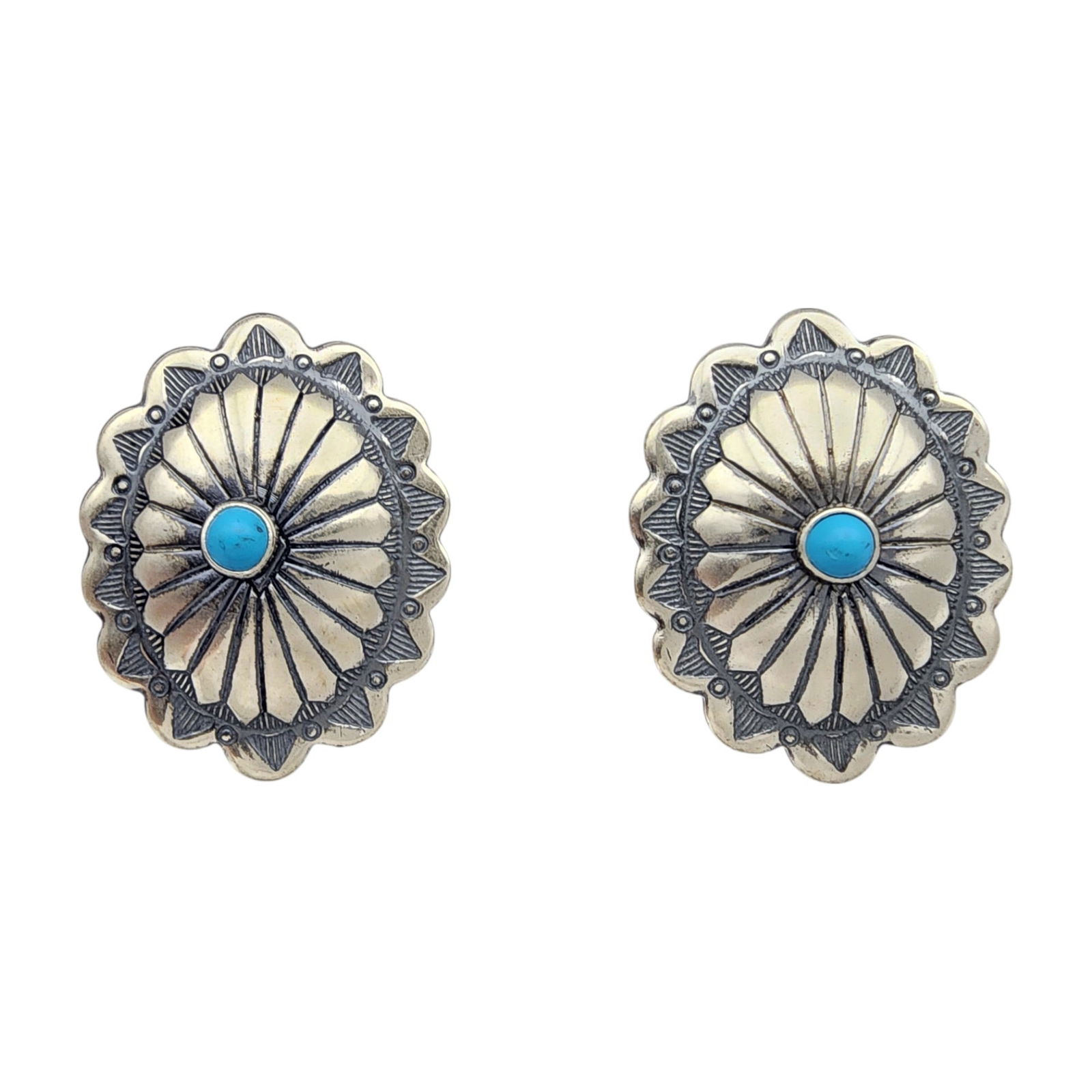 Southwest Sterling Stamped Concho Earrings (1 of 4)
