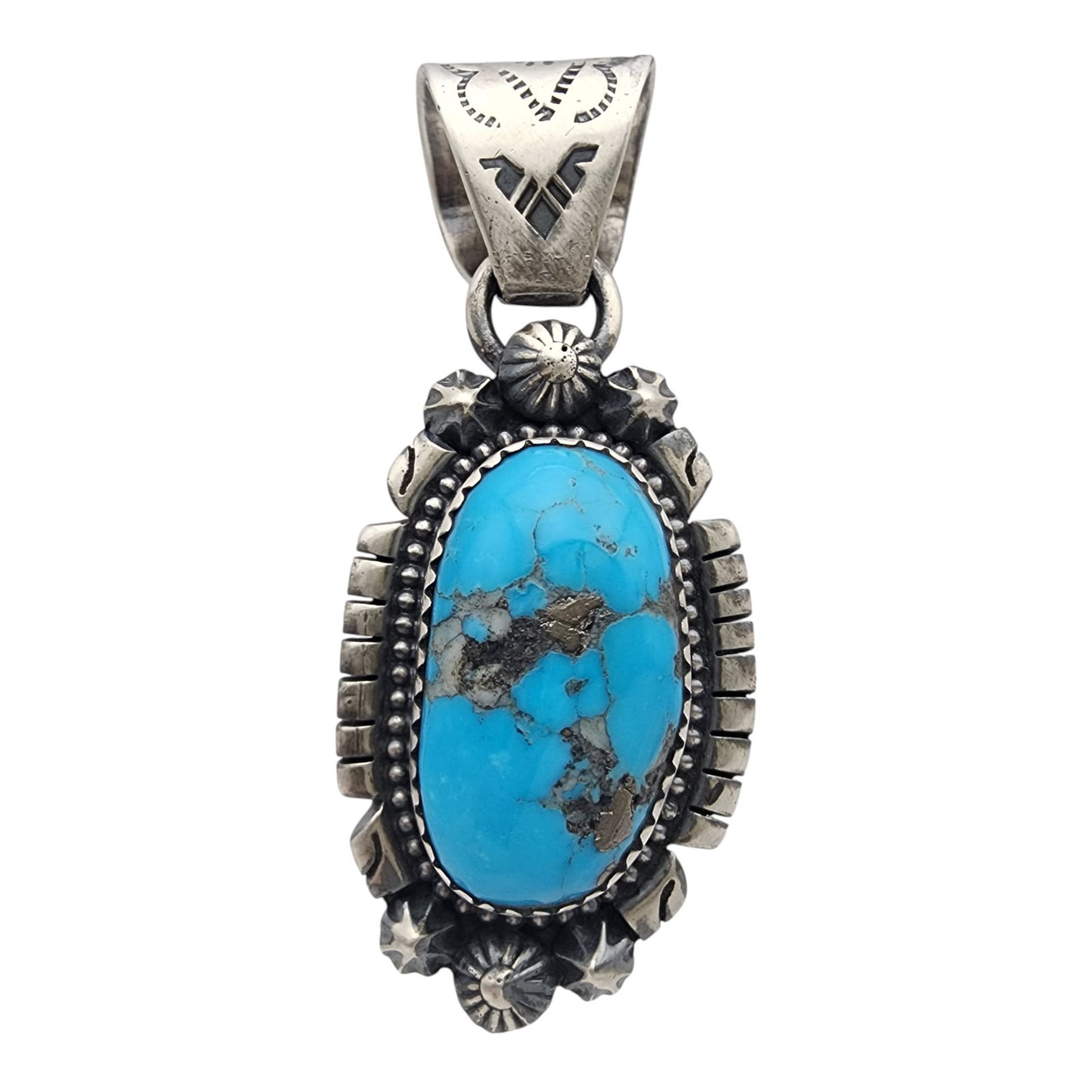 Zia Sterling Turquoise Stamped Pendant (1 of 5)
