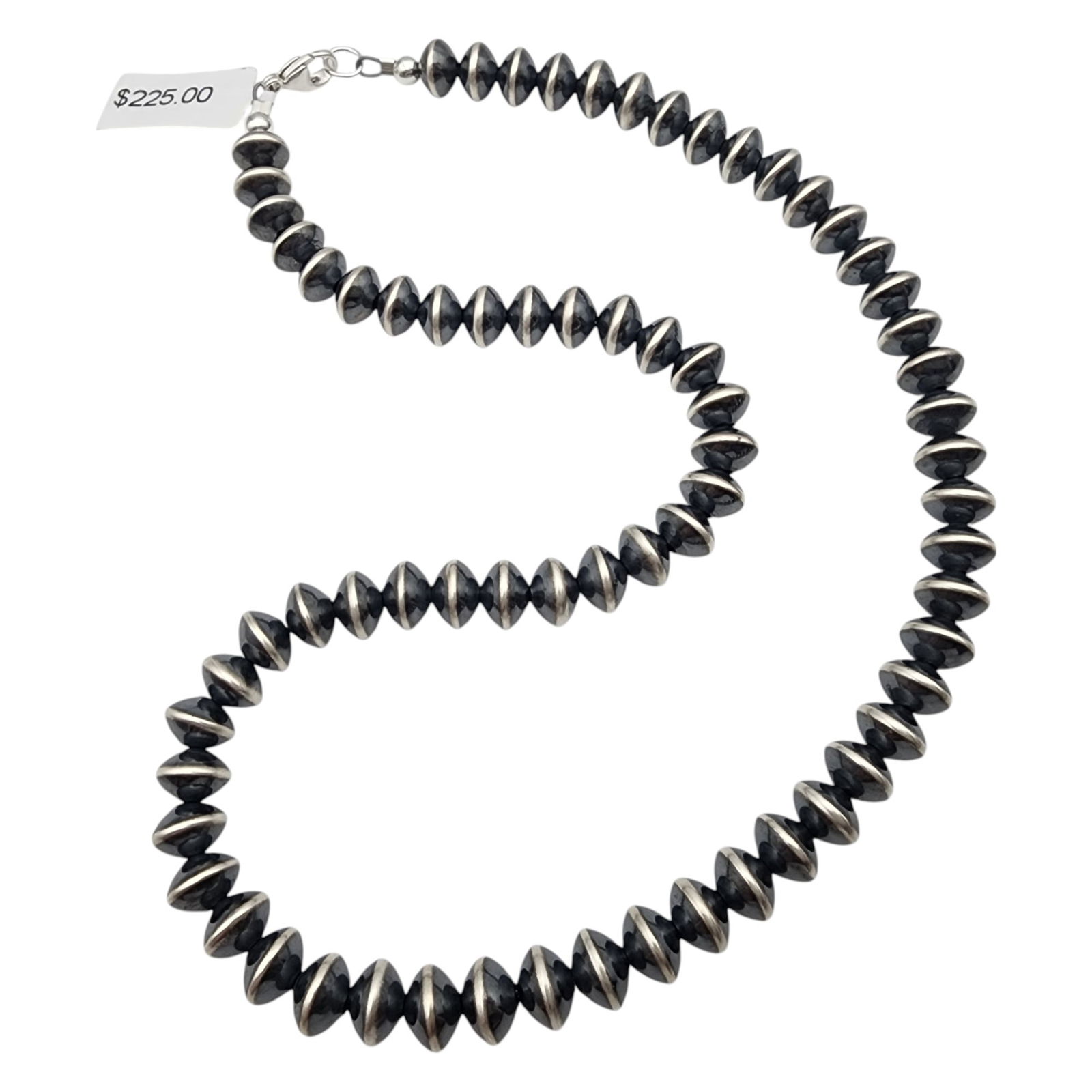 Southwest Sterling Silver Rondelle Bead Necklace: Southwest Sterling Silver Rondelle Bead Necklace | 28.2g, 16"