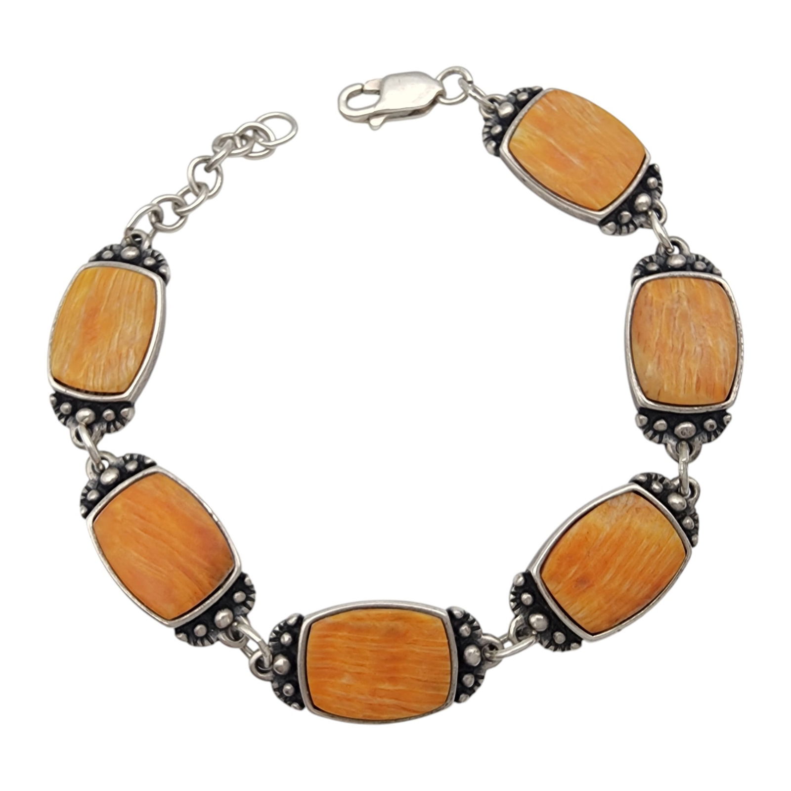 Waldeck Johnson Sterling and Spiny Oyster Bracelet: Waldeck "Johnson" Jewelers Sterling Silver and Spiny Oyster Bracelet | 20.6g