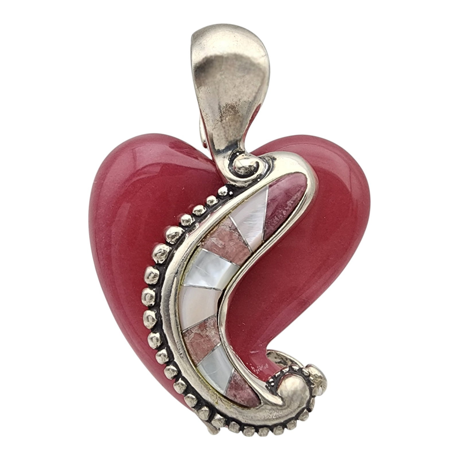 Carolyn Pollack Relios Sterling Rhodochrosite Inlay Heart Pendant (1 of 5)
