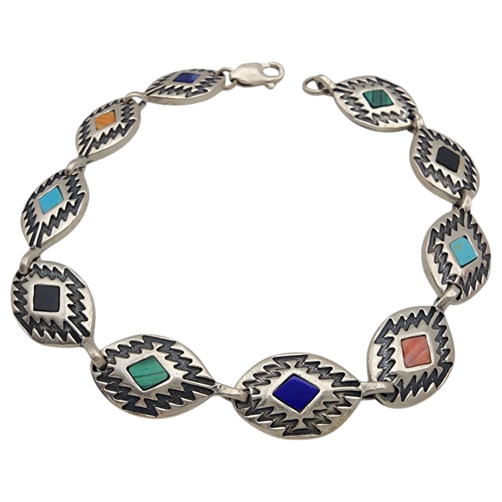 Carolyn Pollack Relios Sterling and Multistone Link Bracelet (1 of 6)