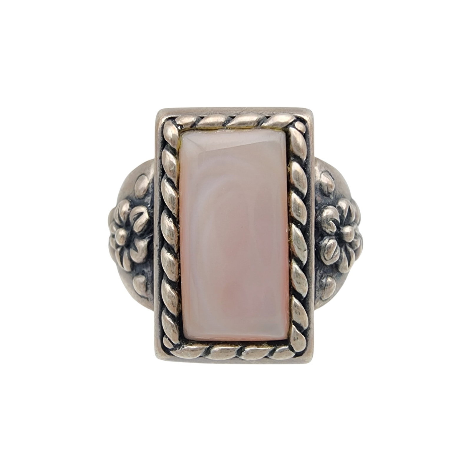 Carolyn Pollack Relios Sterling Mother of Pearl Ring Sz 7.5: Carolyn Pollack Relios Sterling Mother of Pearl Ring Sz 7.5