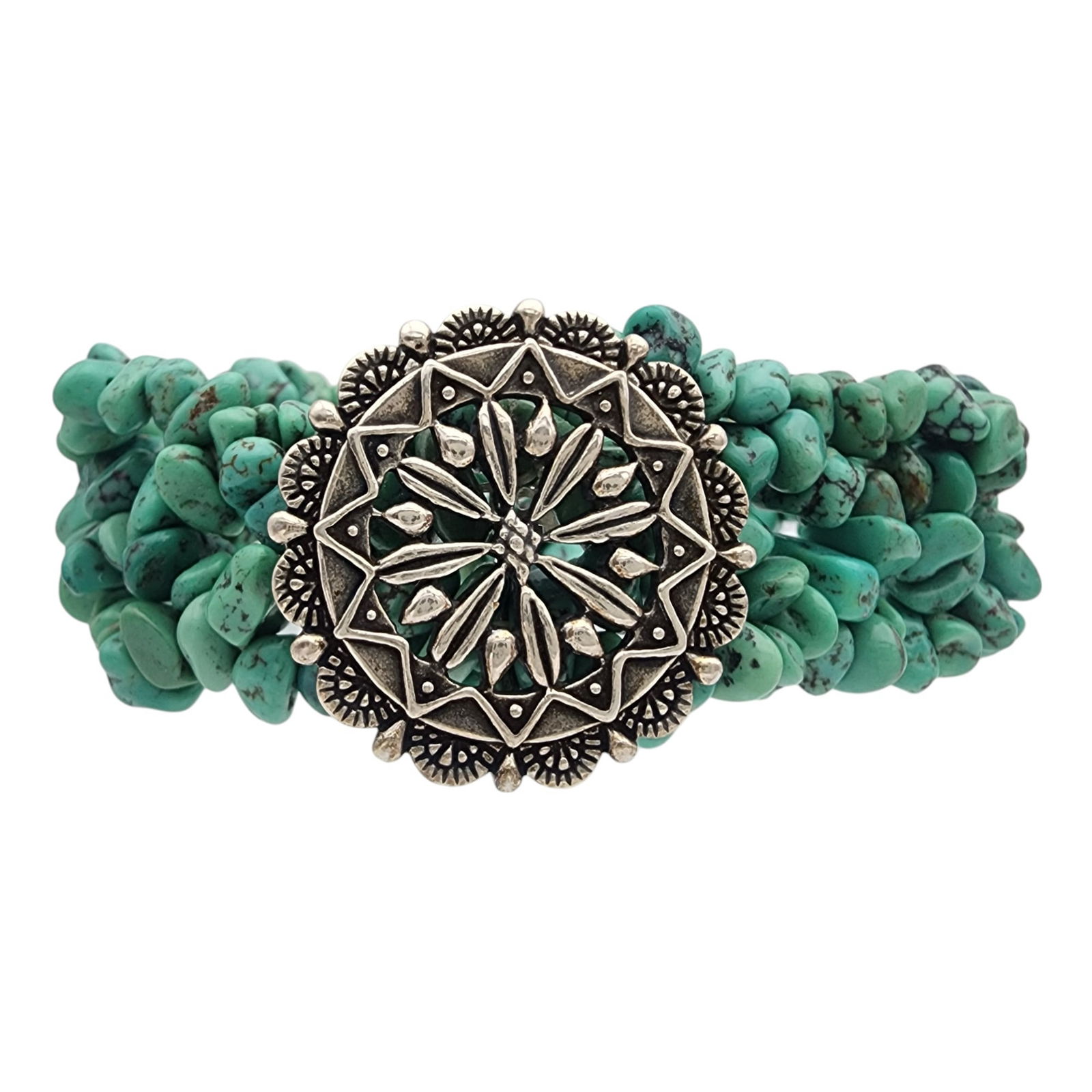 Carolyn Pollack Relios Sterling Turquoise Strand Bracelet: Carolyn Pollack Relios Sterling Turquoise Strand Stretchy Bracelet | 43.3g