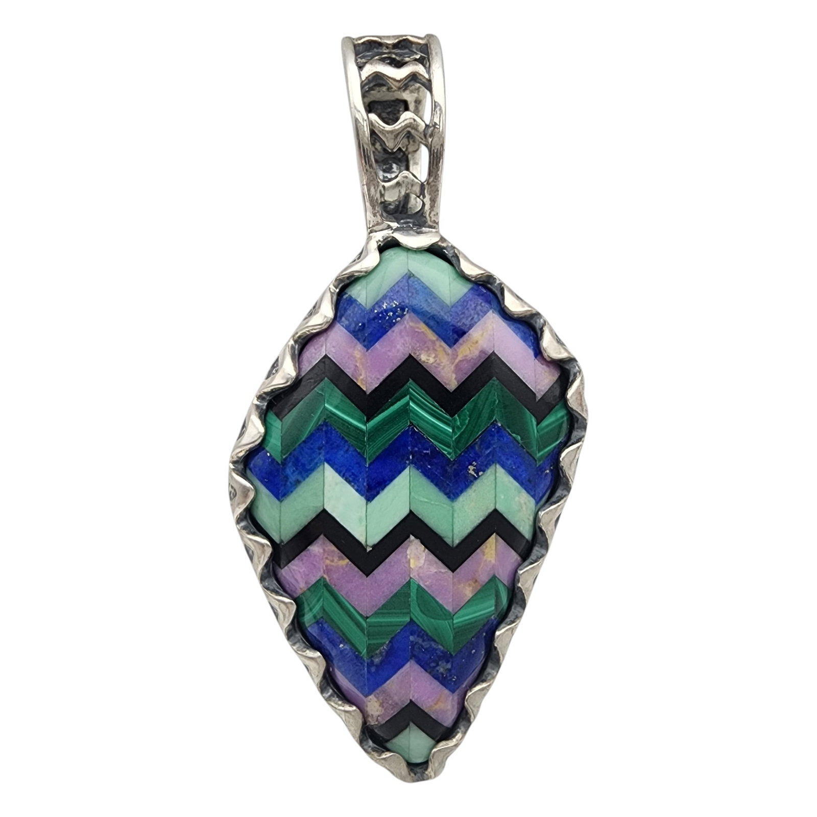 Carolyn Pollack Relios Sterling Multistone Inlay Pendant: Carolyn Pollack Relios Sterling Multistone Inlay Pendant | 12.9g