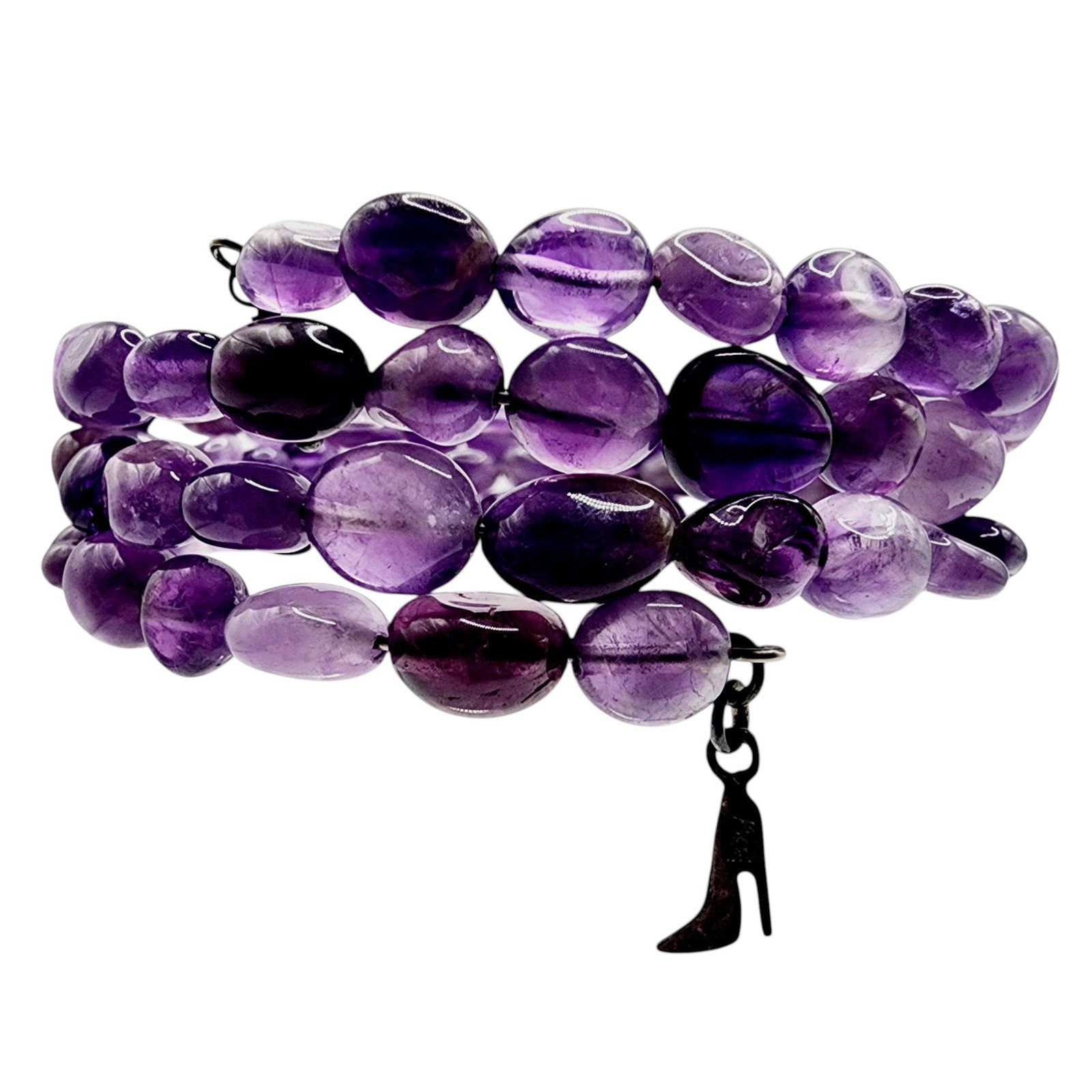 Jay King Mine Finds Sterling Amethyst Coil Bracelet: Jay King Mine Finds/Desert Rose Trading Sterling Amethyst Coil Bracelet 35g