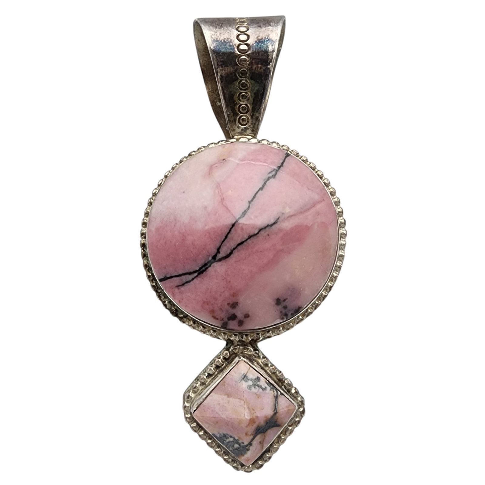 Jay King Mine Finds Sterling Rhodonite Pendant: Jay King Mine Finds/Desert Rose Trading Sterling Rhodonite Pendant 17.3g