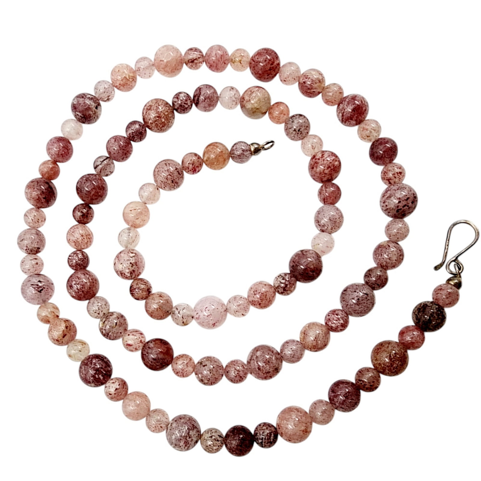 Jay King Mine Finds Sterling Strawberry Quartz Necklace: Jay King Mine Finds/Desert Rose Trading Sterling Strawberry Quartz Necklace 123g