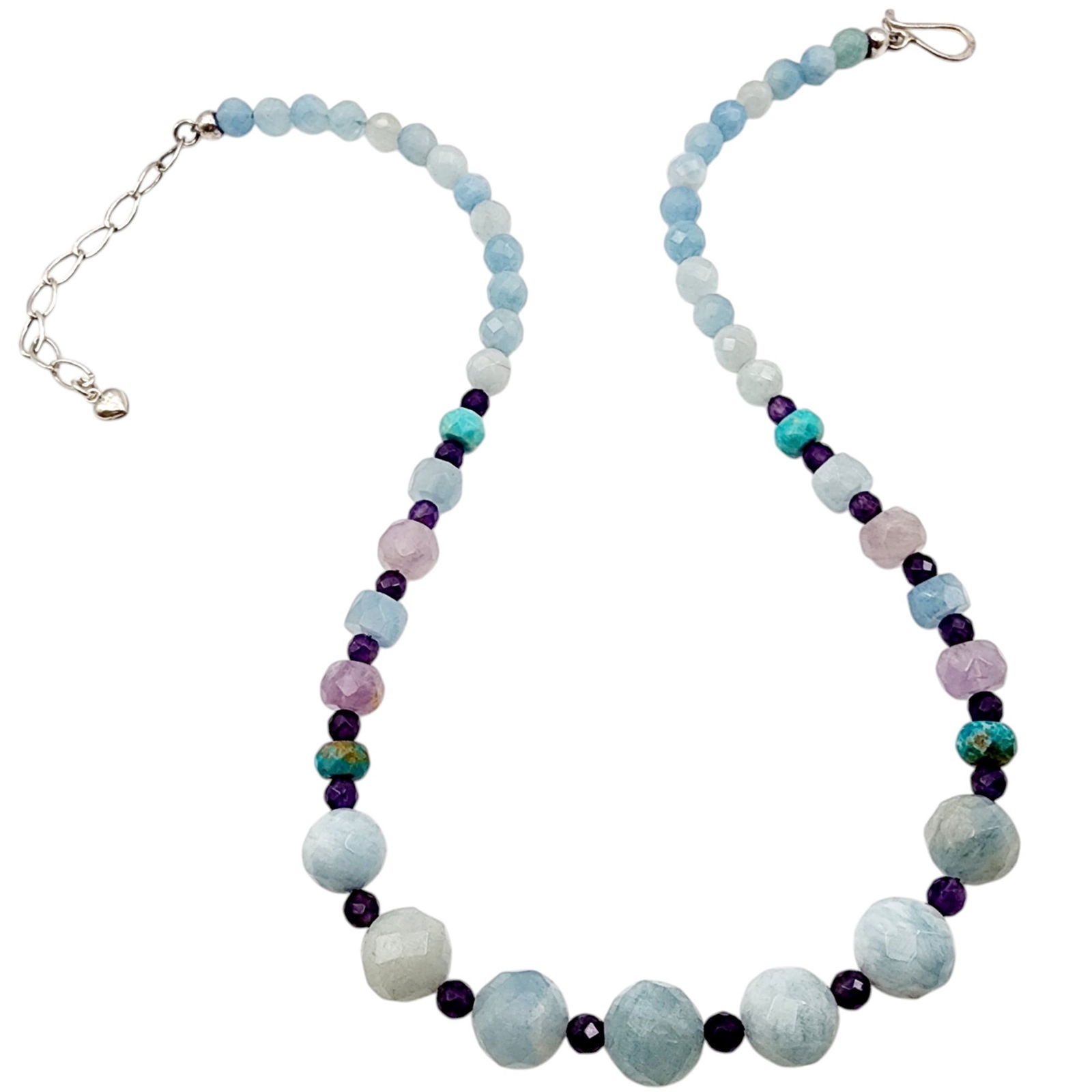 Jay King Mine Finds Sterling Andean Blue Turquoise Amethyst Aquamarine Necklace: Jay King Mine Finds/Desert Rose Trading Sterling Andean Blue Turquoise Amethyst Aquamarine Necklace 41.6g
