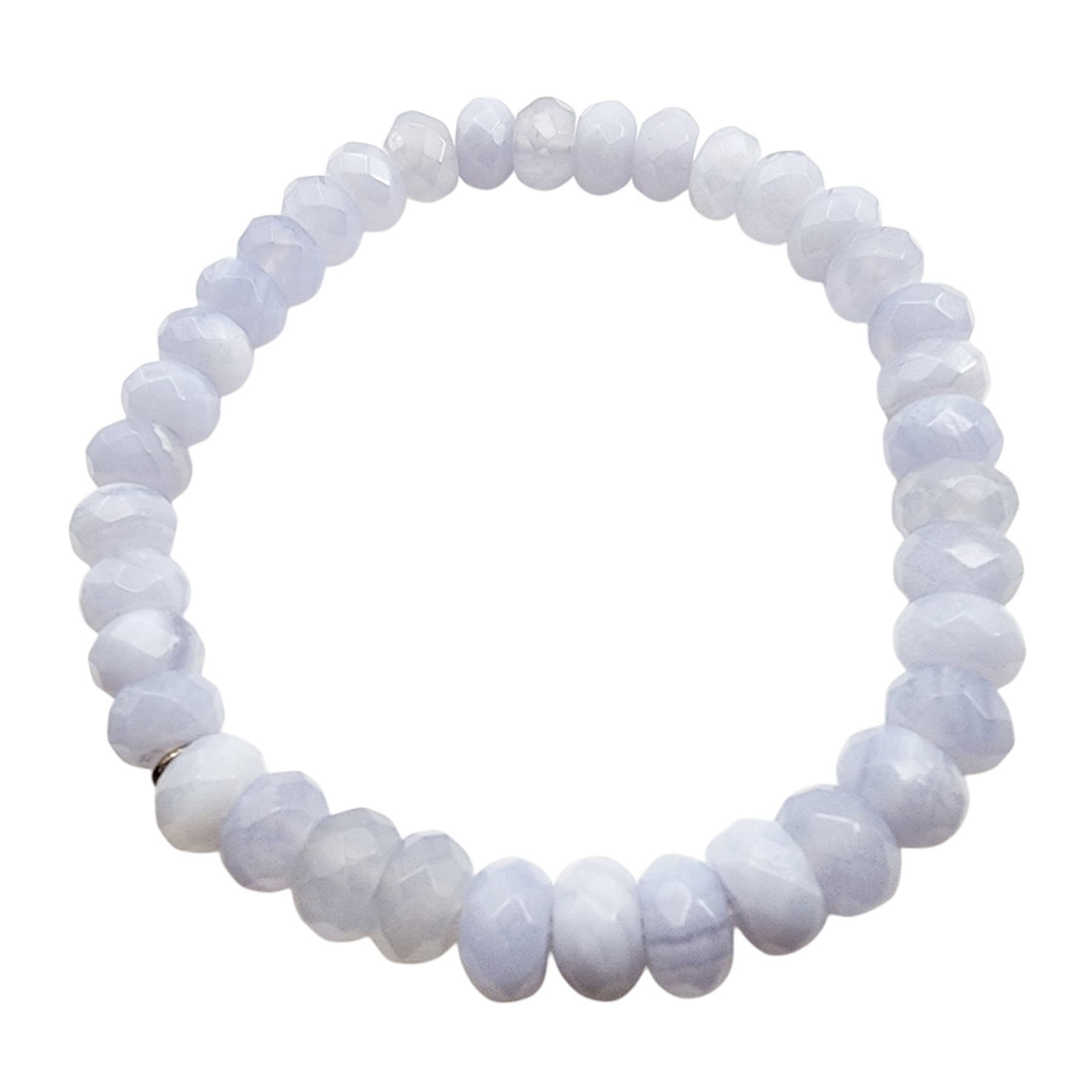 Jay King Mine Finds Sterling Blue Lace Agate Faceted Bracelet: Jay King Mine Finds/Desert Rose Trading Sterling Blue Lace Agate Faceted Bracelet 20.4g