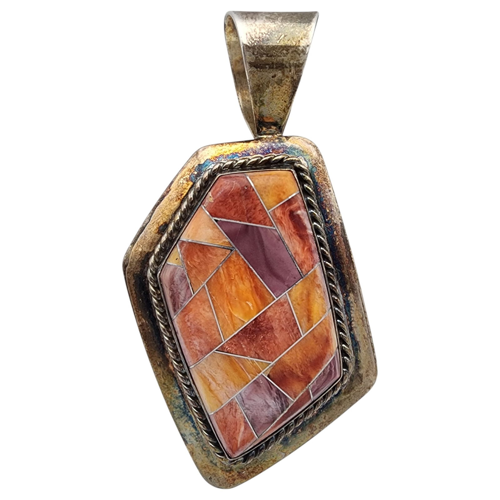 Jay King Mine Finds Sterling Spiny Oyster Inlay Pendant (1 of 5)