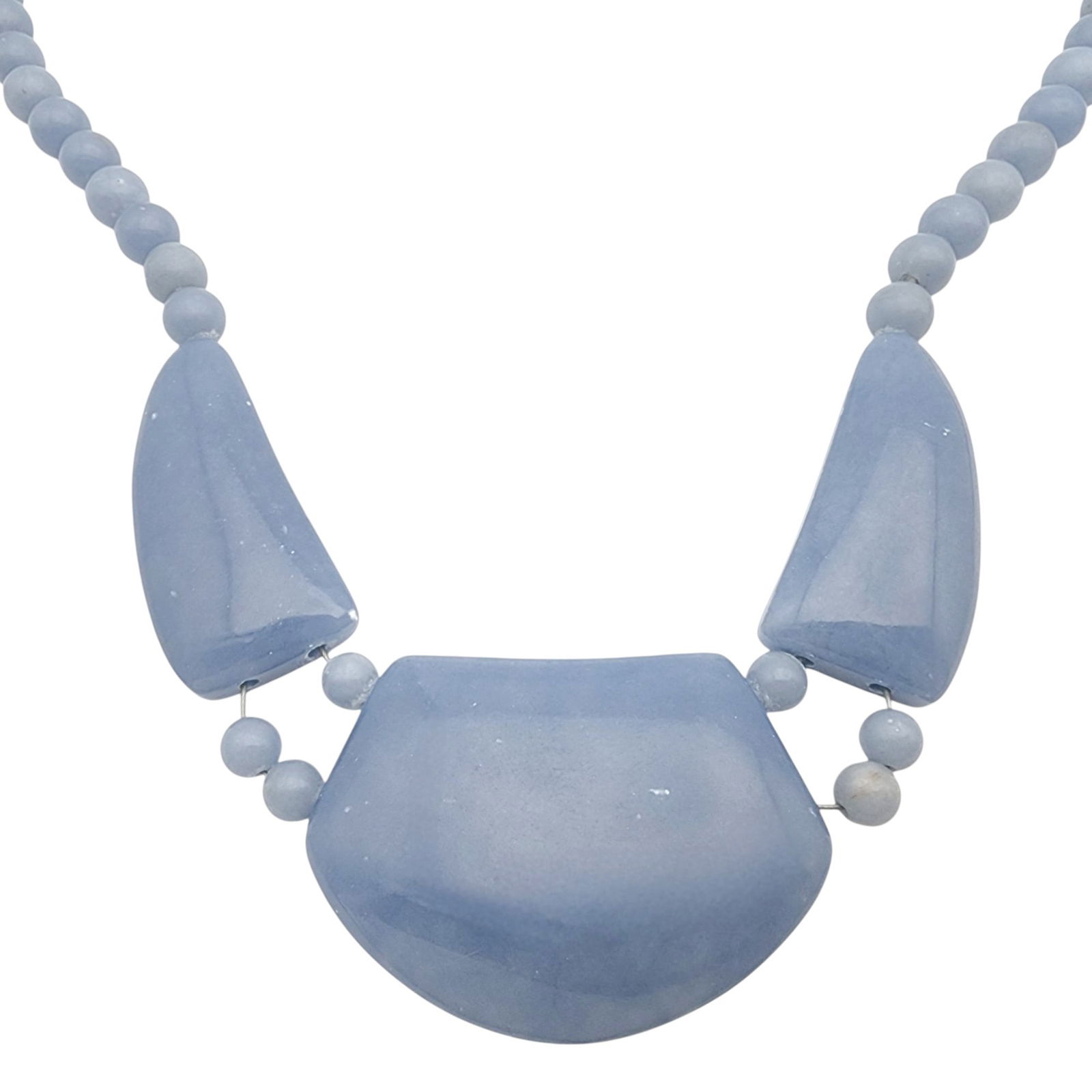 Jay King Mine Finds Sterling Cashmere Blue Anhydrite Station Necklace: Jay King Mine Finds/Desert Rose Trading Sterling Cashmere Blue Anhydrite Station Necklace 102g