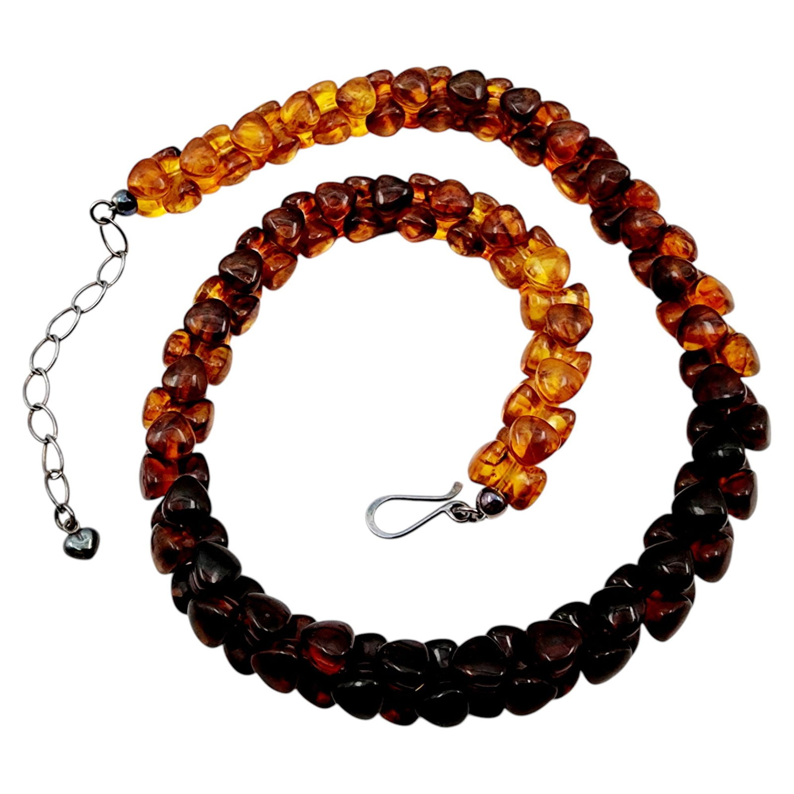 Jay King Mine Finds Sterling Amber Cluster Necklace: Jay King Mine Finds/Desert Rose Trading Sterling Amber Cluster Necklace 36g