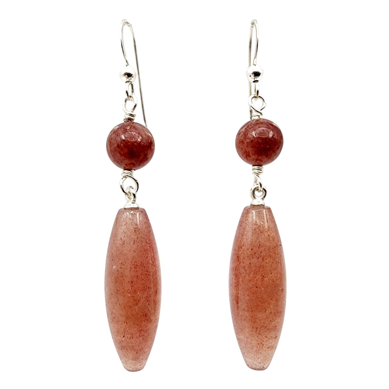 Jay King Mine Finds Sterling Strawberry Quartzite Earrings: Jay King Mine Finds/Desert Rose Trading Sterling Strawberry Quartzite Earrings 10.6g