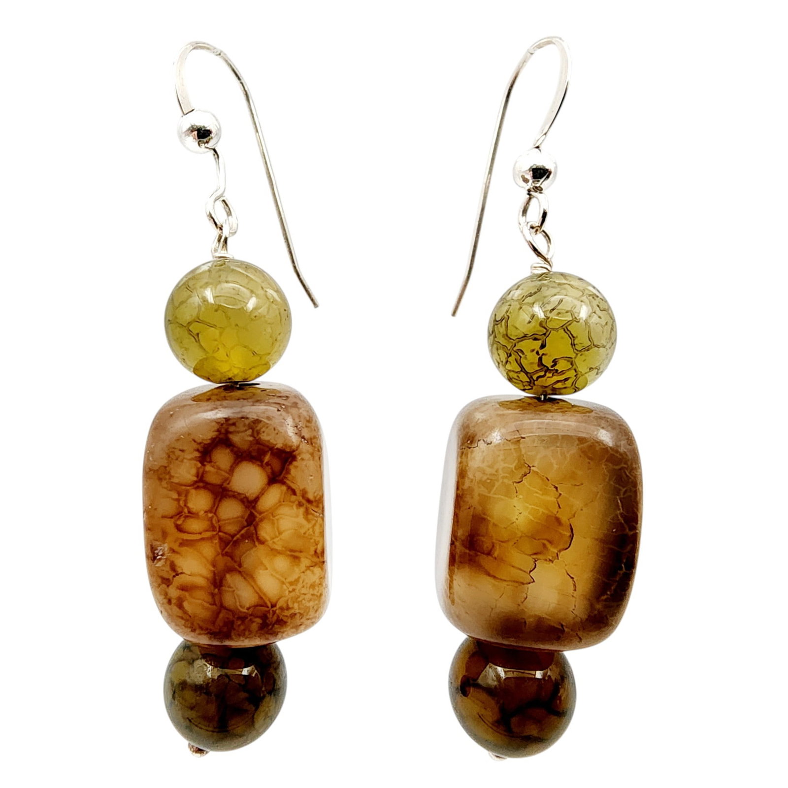 Jay King Mine Finds Sterling Dragon Vein Agate Earrings: Jay King Mine Finds/Desert Rose Trading Sterling Dragon Veined Agate Earrings 12.4g