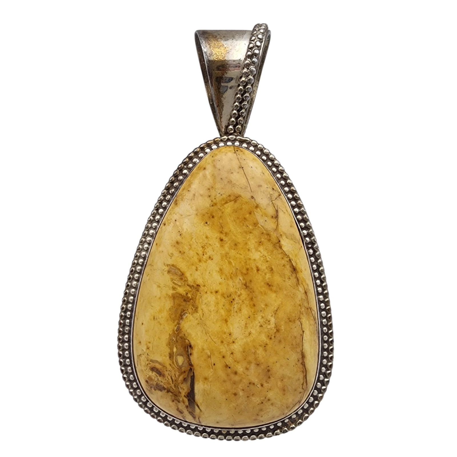 Jay King Mine Finds Sterling Yellow Jasper Pendant: Jay King Mine Finds/Desert Rose Trading Sterling Yellow Jasper Pendant 25.4g