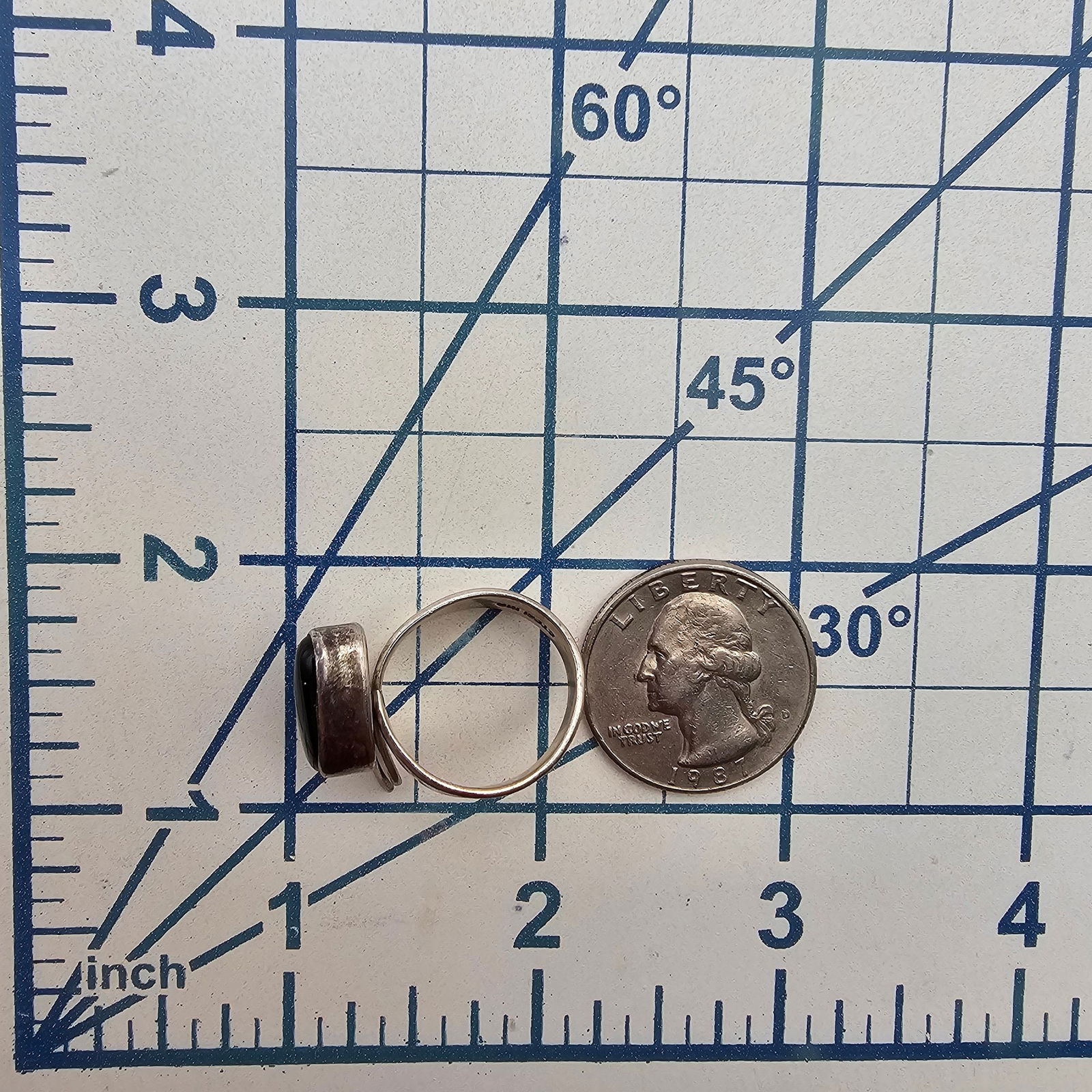 Sterling Onyx Ring Size 5.75 - 4