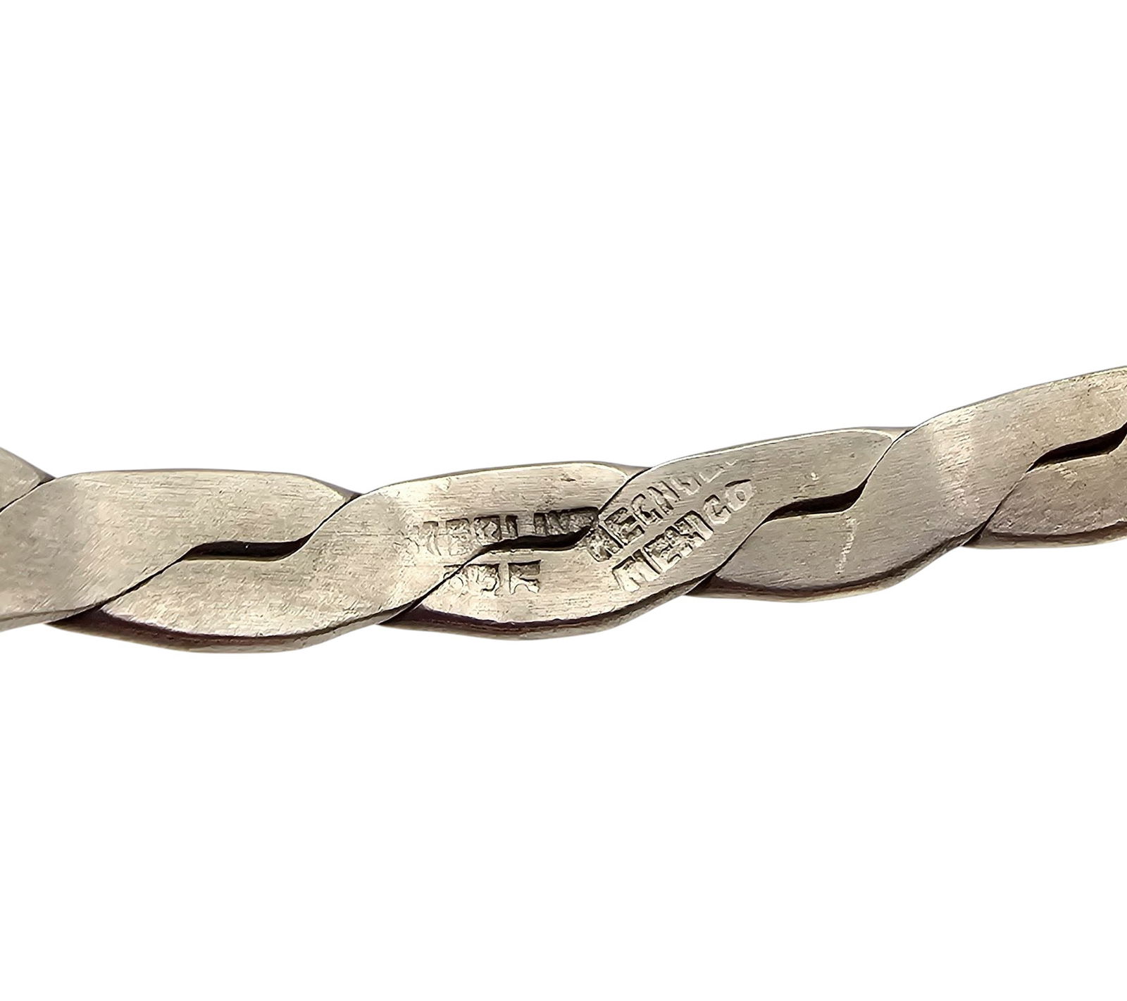 Signed Mexico Sterling Braided Bangle Bracelet - 3