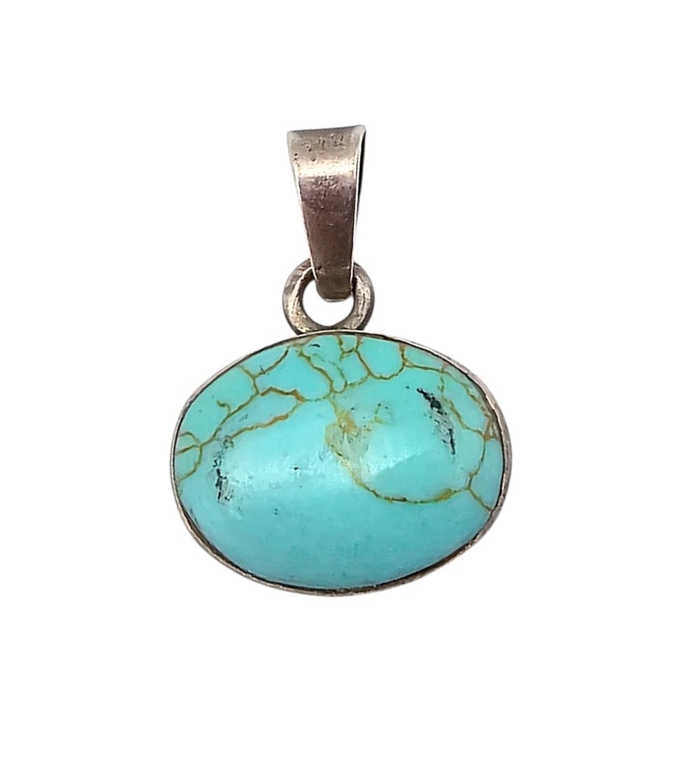 ATI Mexico Sterling Turquoise Pendant: ATI Mexico Sterling Turquoise Pendant, 5.5g
