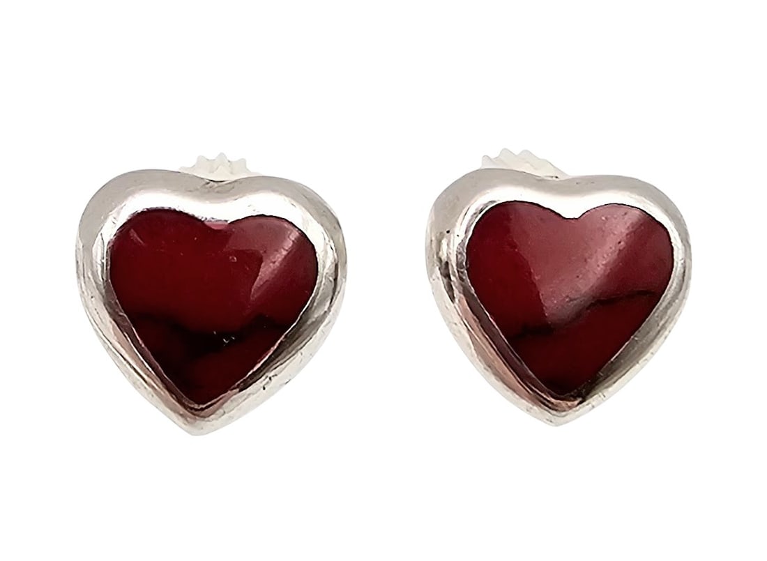 ATI Mexico Sterling Jasper Heart Earrings: ATI Mexico Sterling Jasper Heart Earrings, 2g