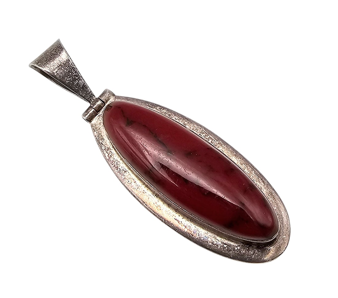 Mexico Sterling Jasper Pendant: Mexico Sterling Jasper Pendant 22.1 G