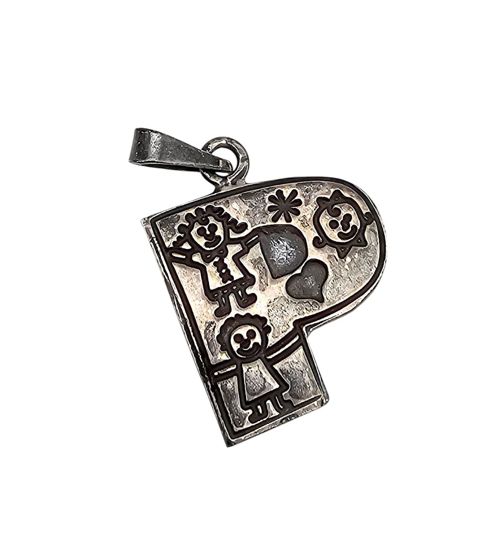 Mexico TC-21 Sterling 'P' Pendant: Mexico TC-21 Sterling 'P' Pendant 4.8 G