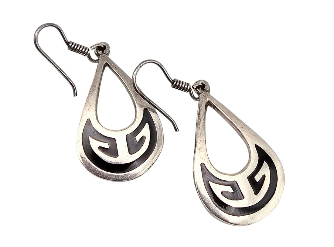 Mexico TF-78 Sterling Enamel Drop Dangle Earrings: Mexico TF-78 Sterling enamel Drop Dangle Earrings 10.9 G