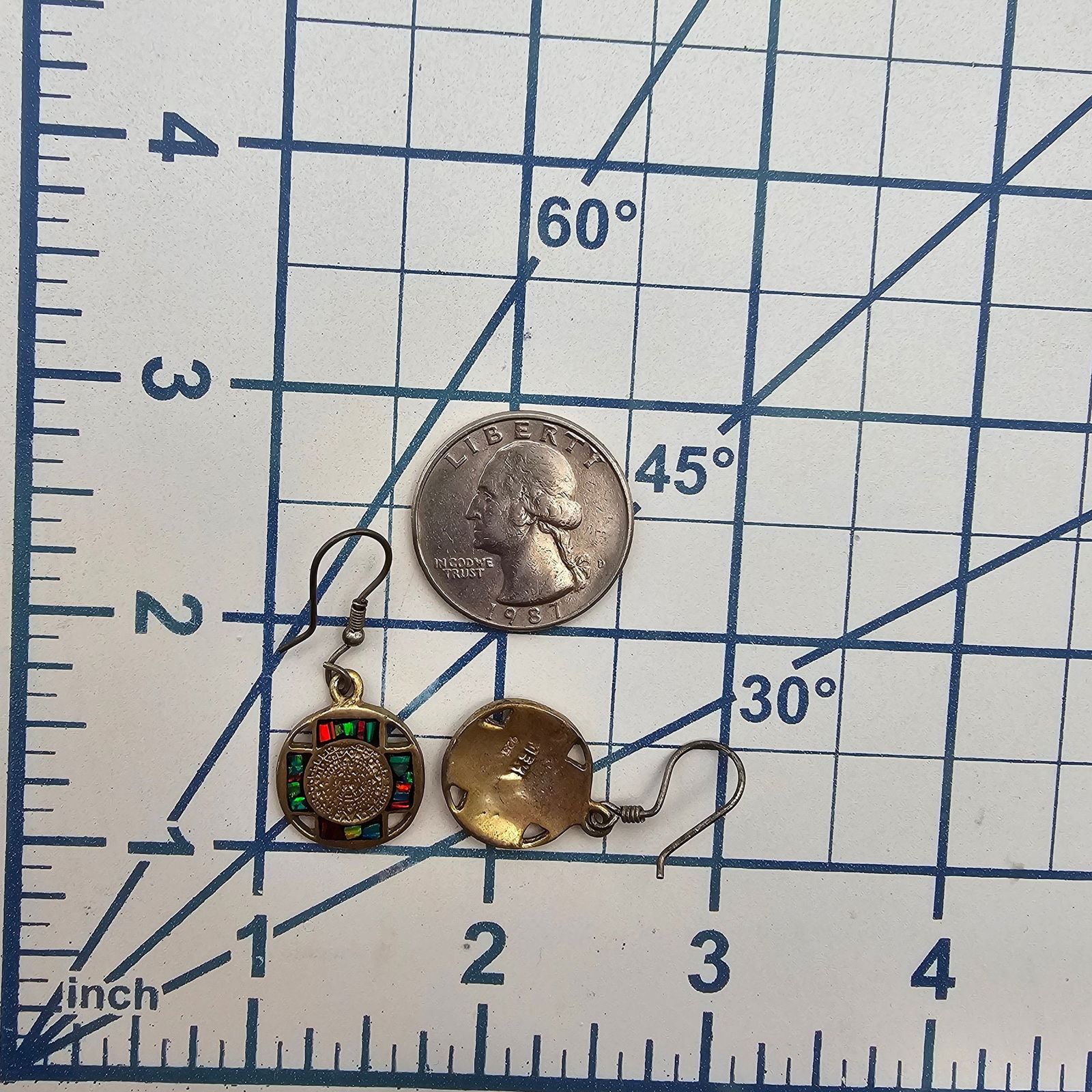 Mexico Sterling Multi Stone Dangle Earrings - 4