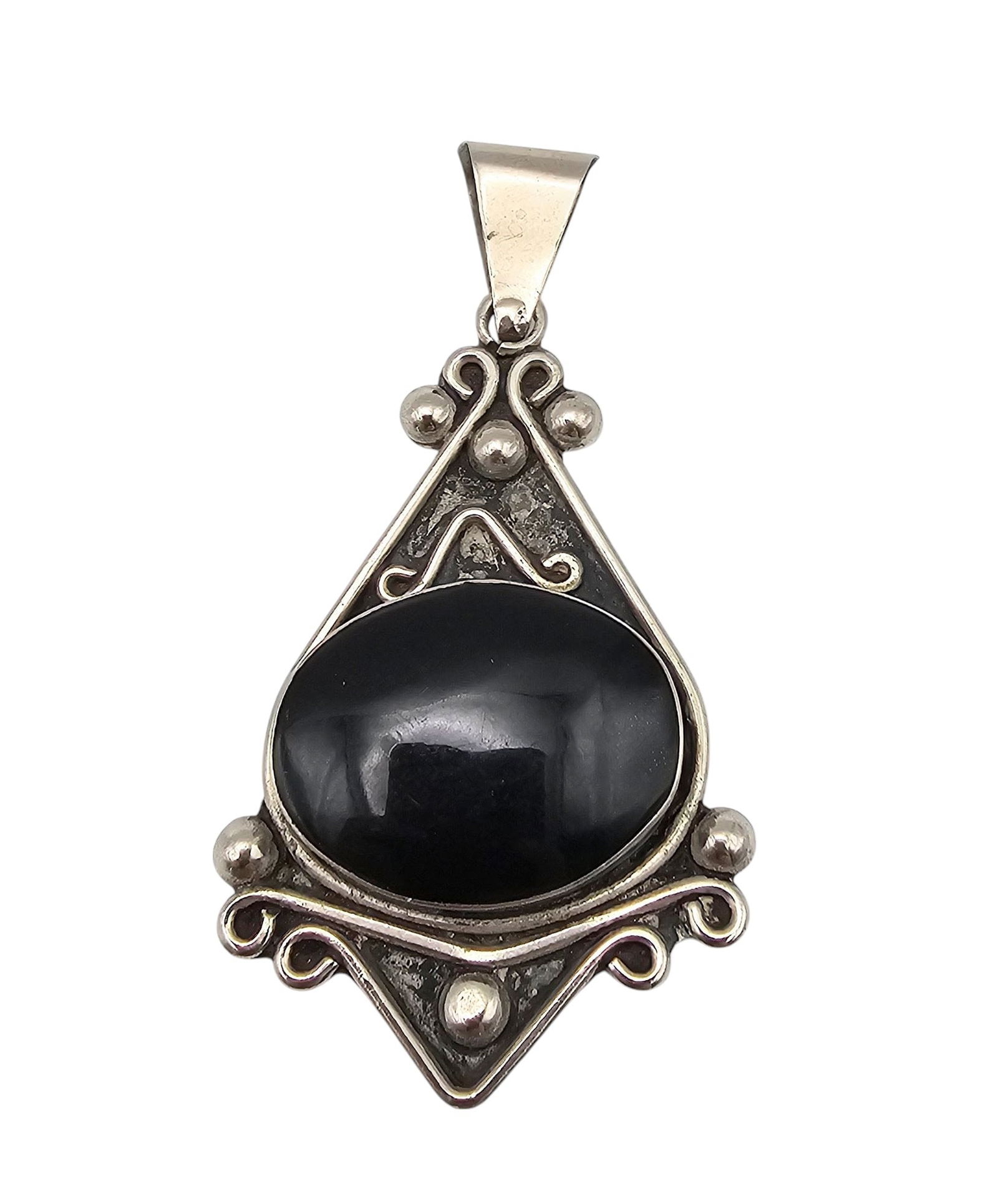 Mexico Sterling Onyx Pendant: Mexico Sterling Onyx Pendant 18.1 G