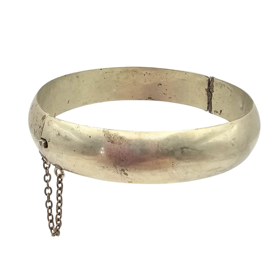 Mexico Sterling Hinge Bangle Bracelet: Mexico Sterling Hinge Bangle Bracelet 11.4 G