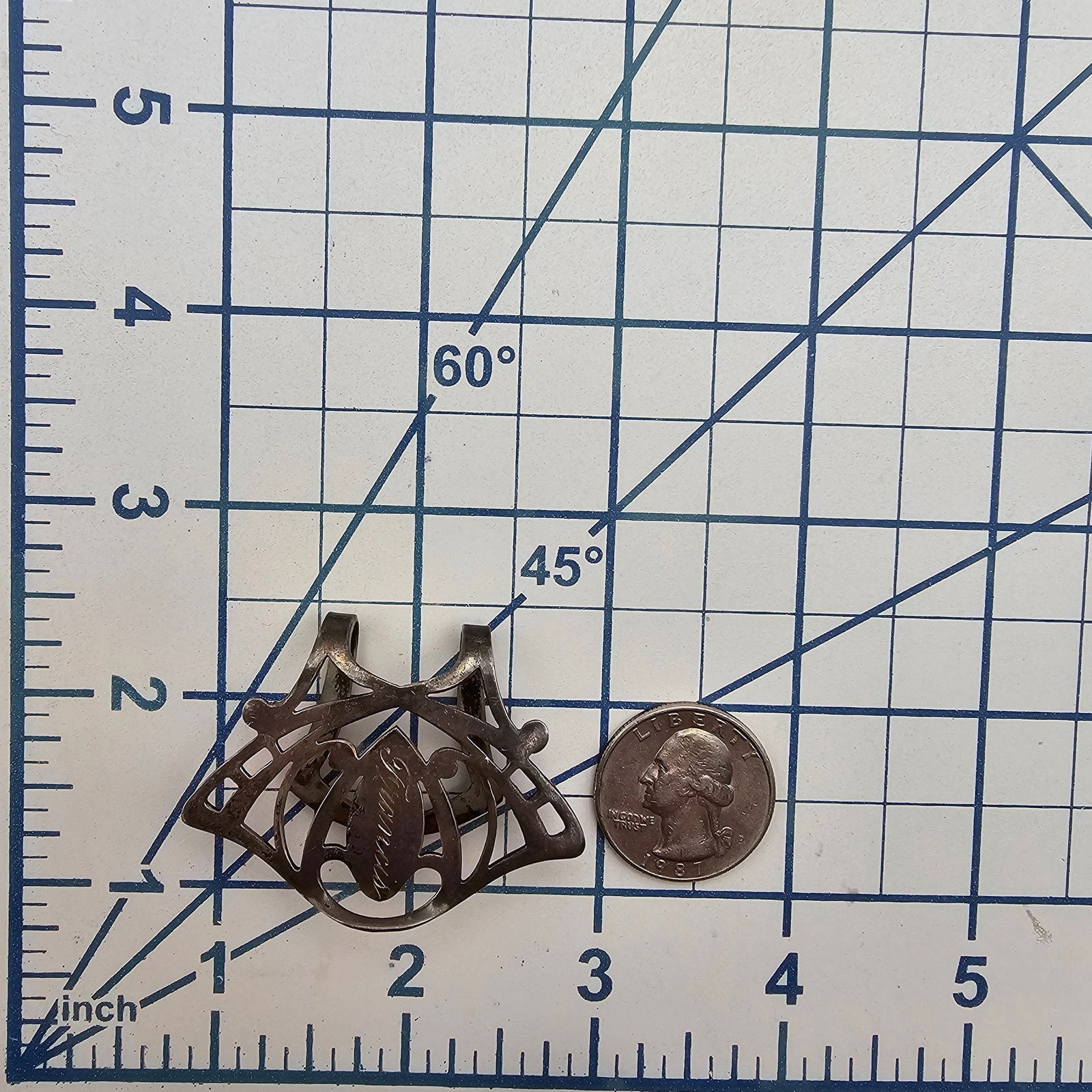 Signed Sterling Monogram Sweater/Shoe Clip - 4