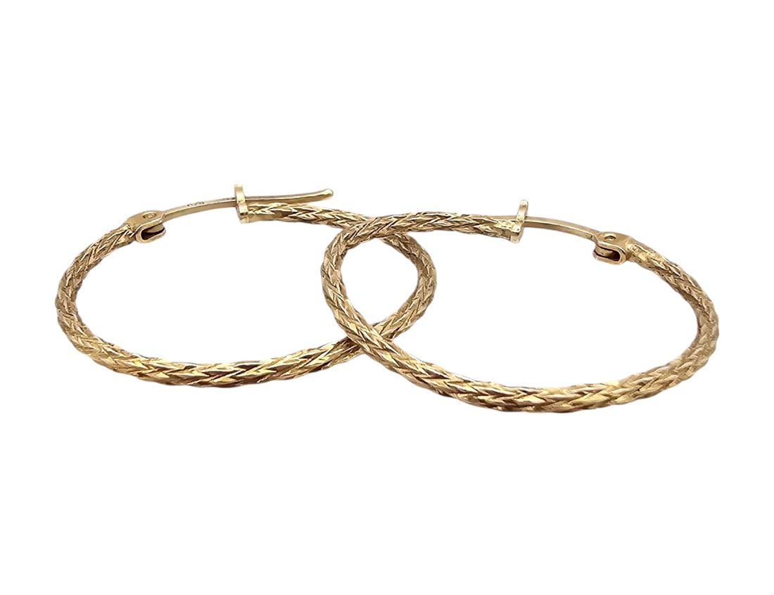 Signed Mexico Gold Over Sterling Hoop Earrings: Signed Mexico Gold Over Sterling Hoop Earrings 0.9 G