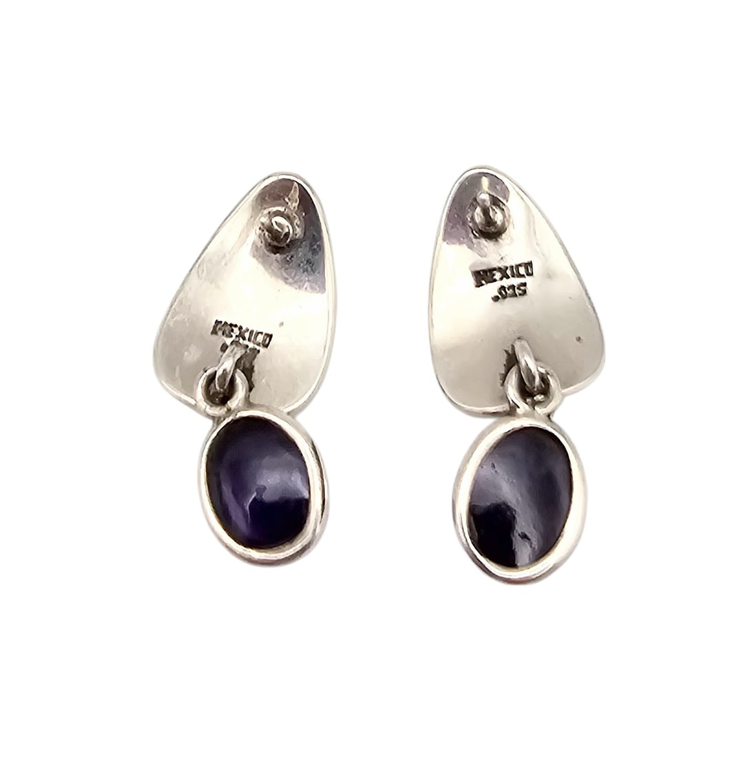 Mexico Sterling Amethyst Drop Dangle Earrings - 3