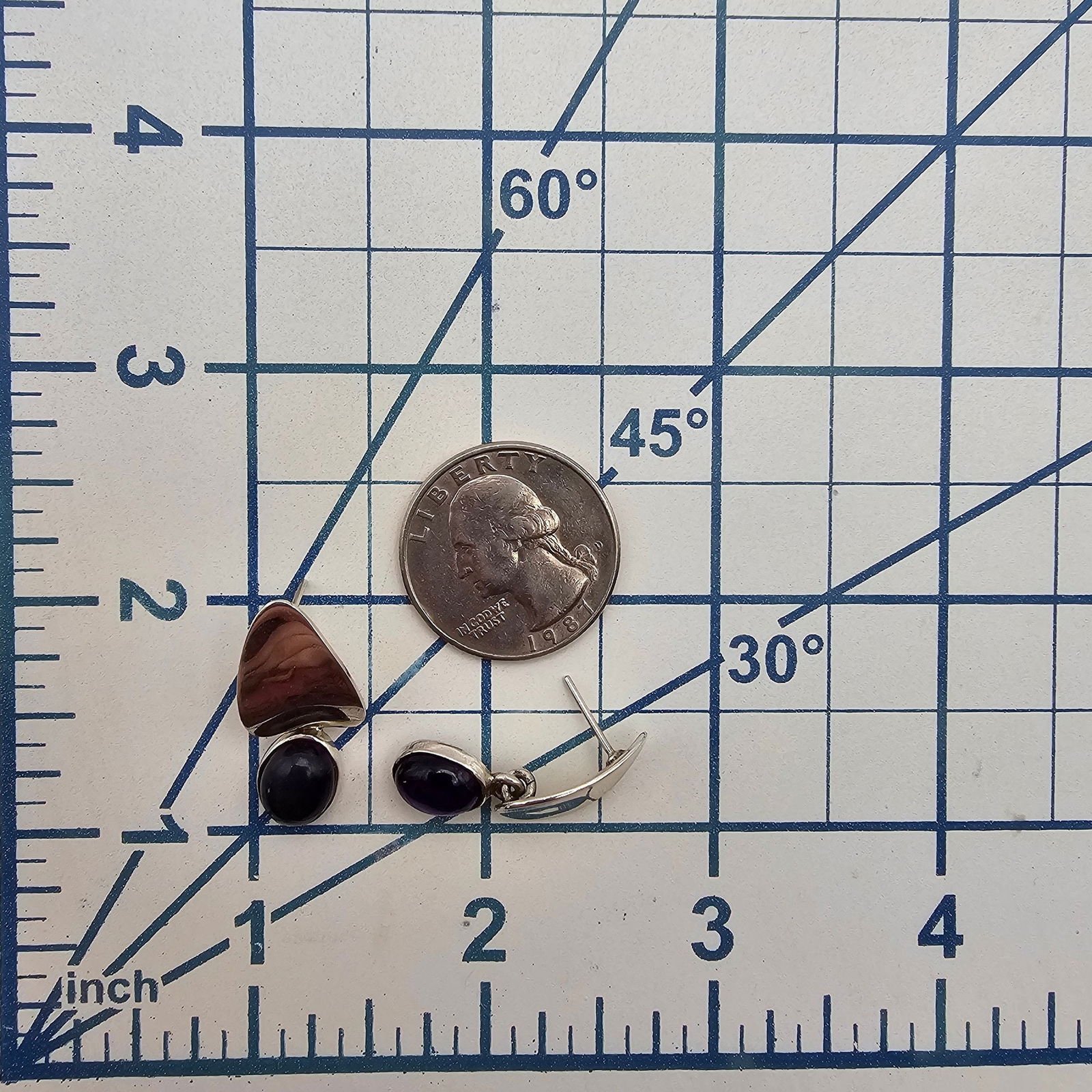 Mexico Sterling Amethyst Drop Dangle Earrings - 4