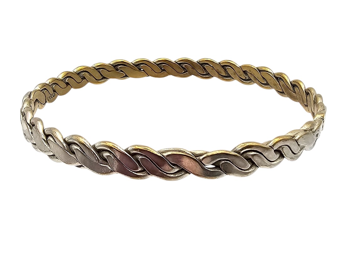 Mexico Sterling Braided Bangle Bracelet: Mexico Sterling Braided Bangle Bracelet 15.5 G