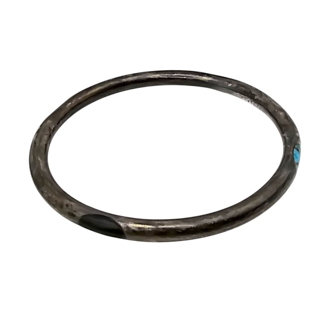 Signed Mexico Sterling Multistone Bangle Bracelet - 2