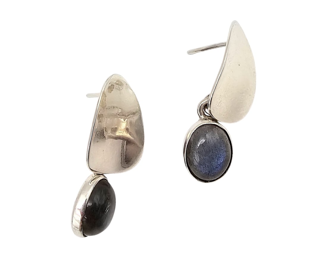 Mexico Sterling Labradorite Dangle Earrings - 2