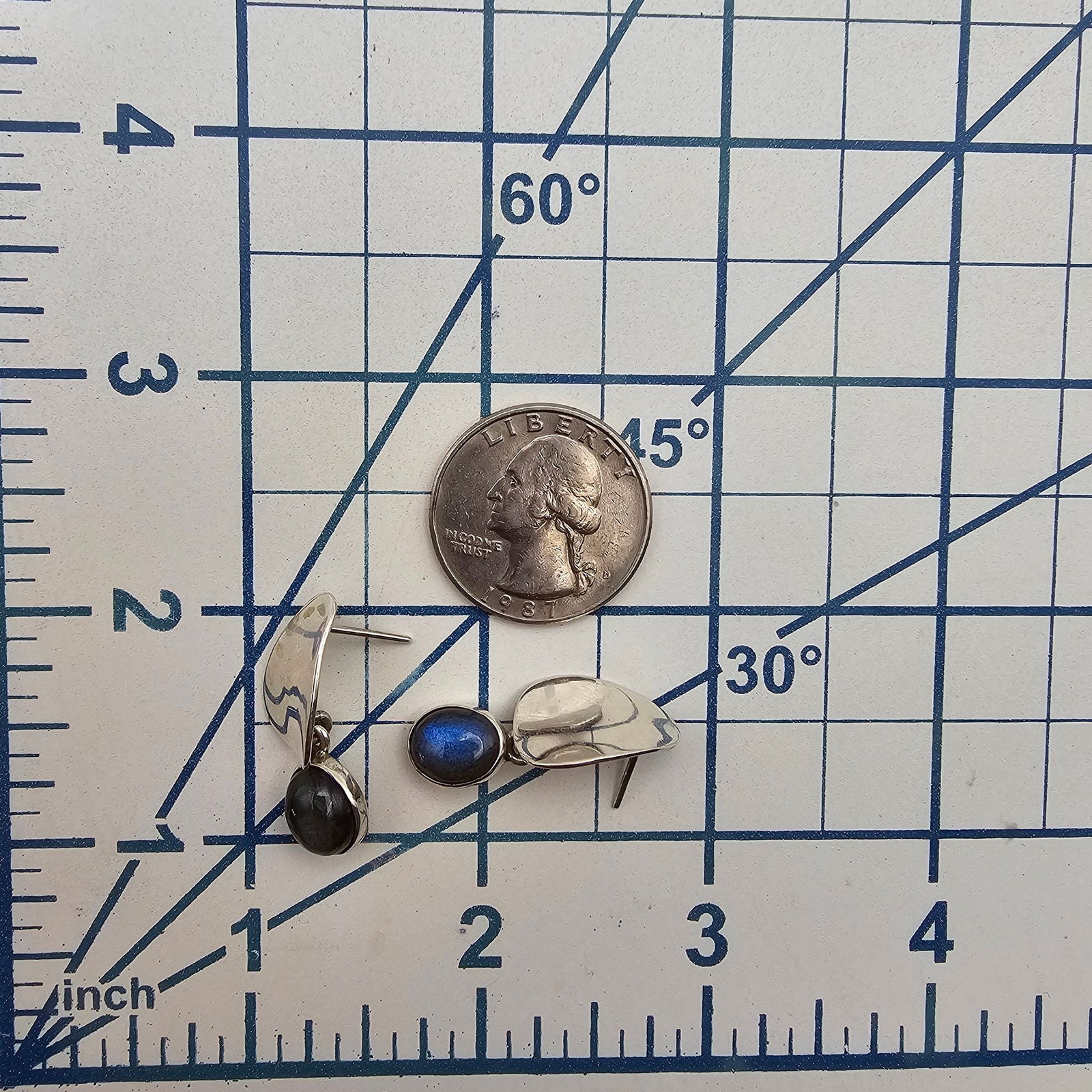 Mexico Sterling Labradorite Dangle Earrings - 4