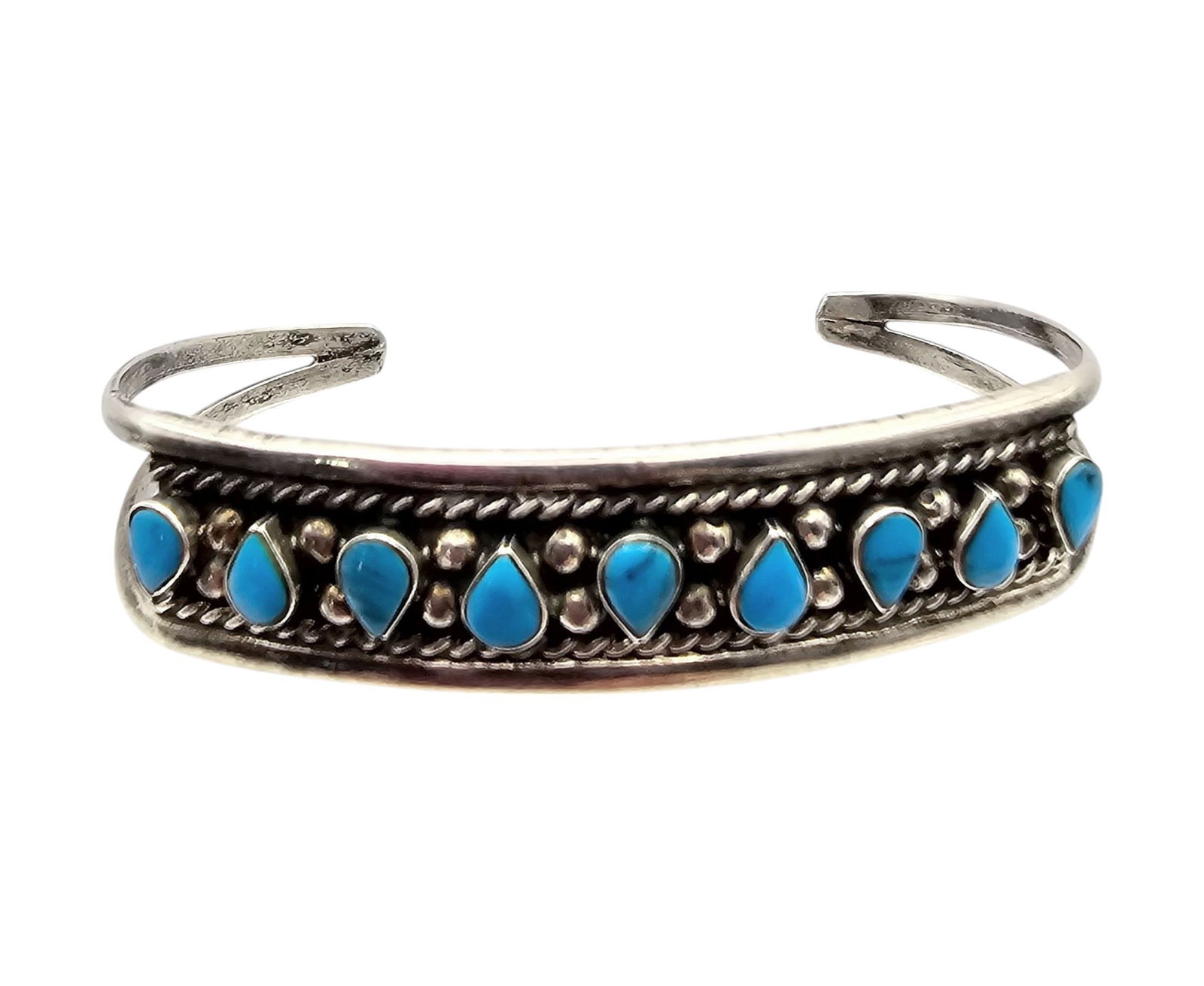 Mexico TS-94 Sterling Turquoise Cuff Bracelet (1 of 4)