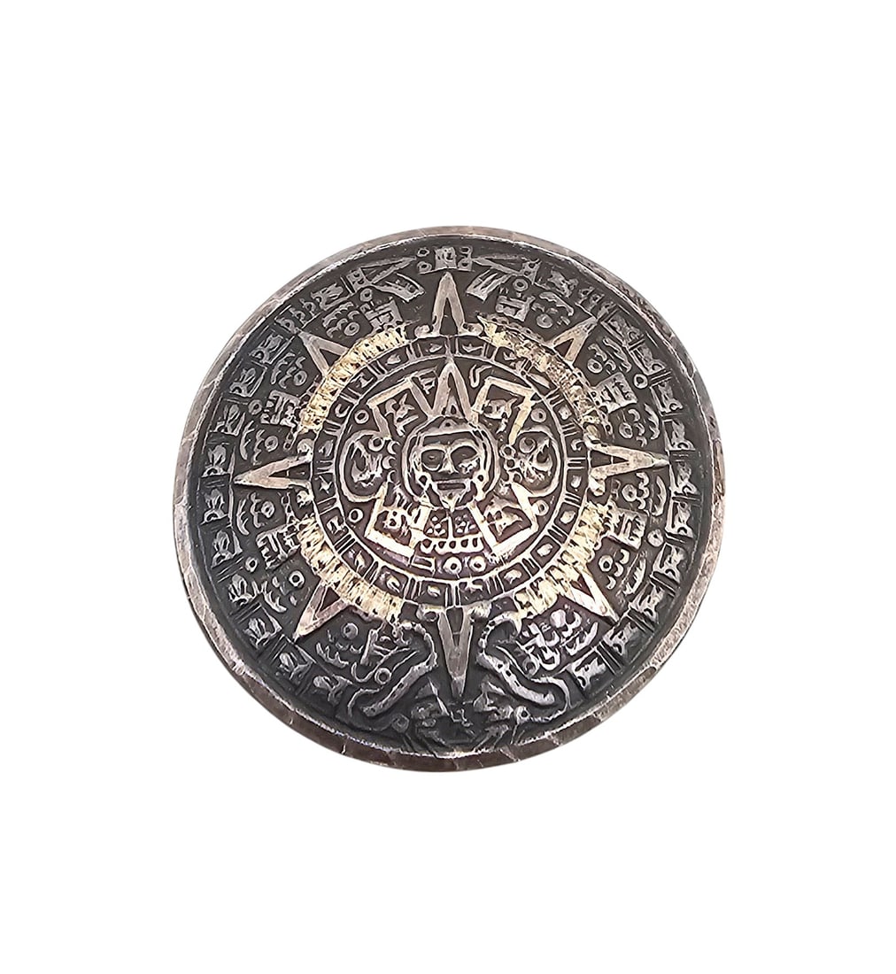 Signed JMC Mexico Sterling Aztec Style Pendant Brooch: JMC Mexico Sterling Aztec/Mayan Style Pendant Brooch 7.1 G