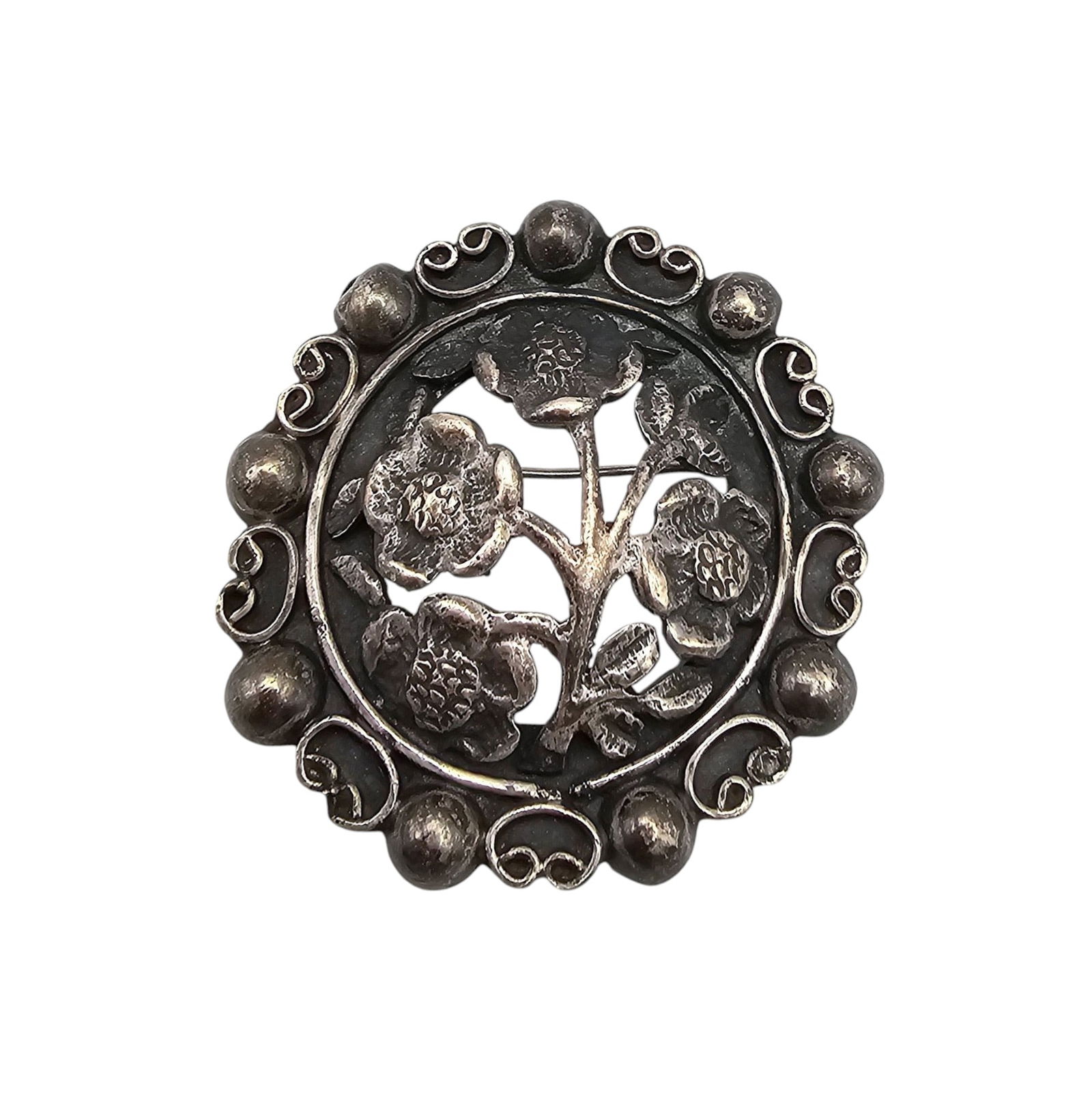 Mexico Sterling Floral Brooch: Mexico Sterling floral Brooch 18.1 G