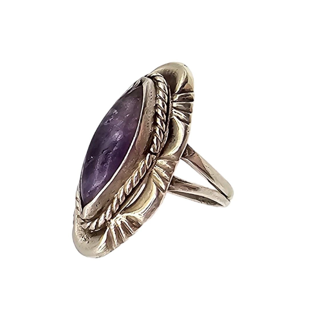 Mexico Sterling Amethyst Ring Size 3.75 - 2