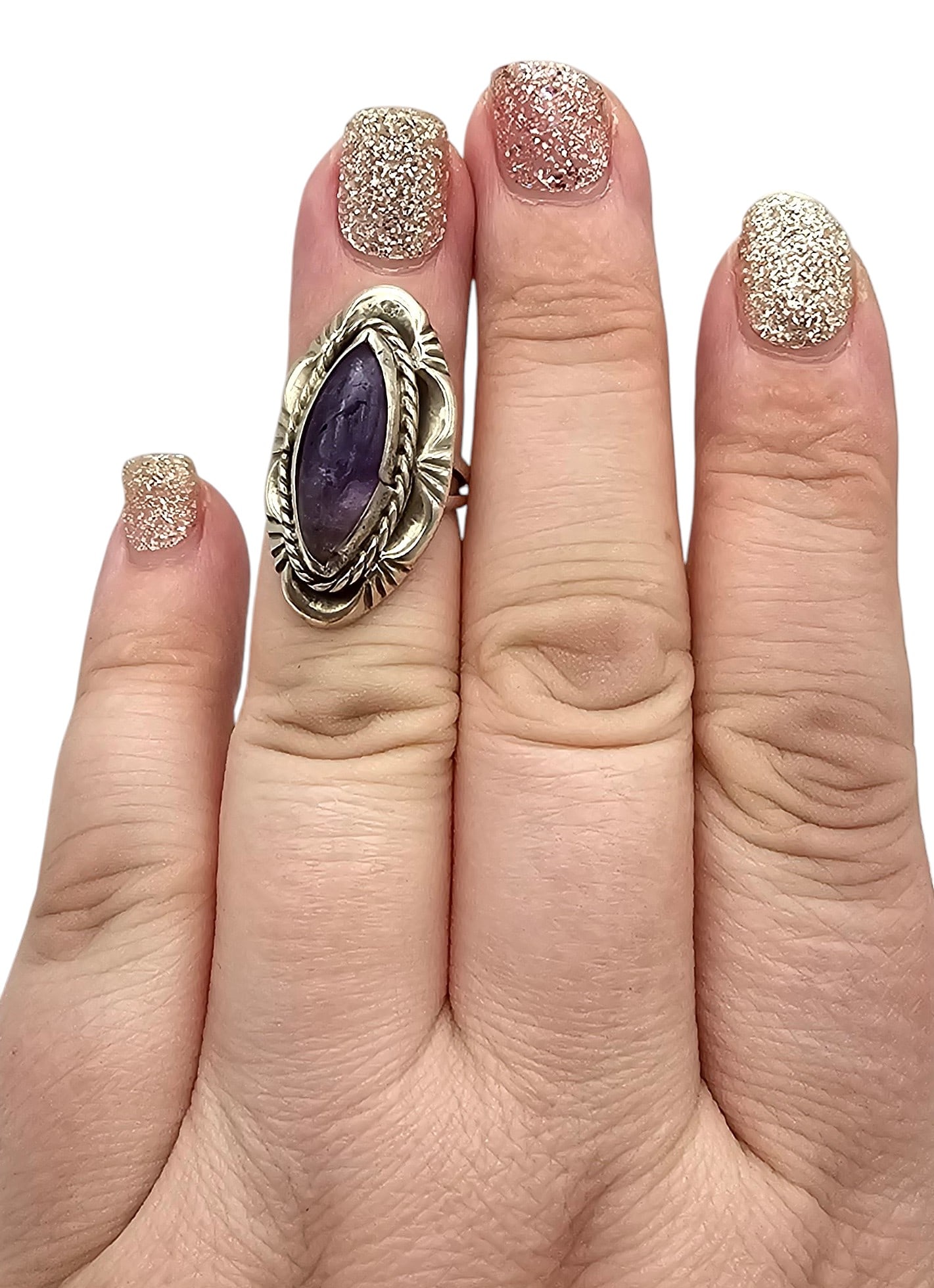 Mexico Sterling Amethyst Ring Size 3.75 - 3