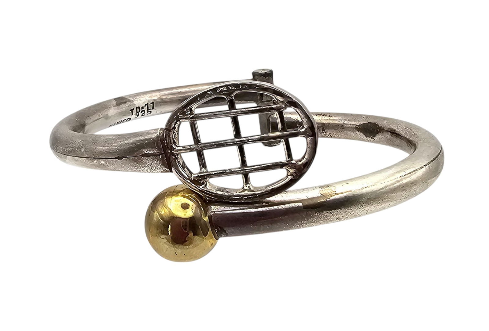 Mexico TD-27 Sterling Tennis Hinge Bangle Bracelet: Mexico TD-27 Sterling Tennis Hinge Bangle Bracelet 30.6 G