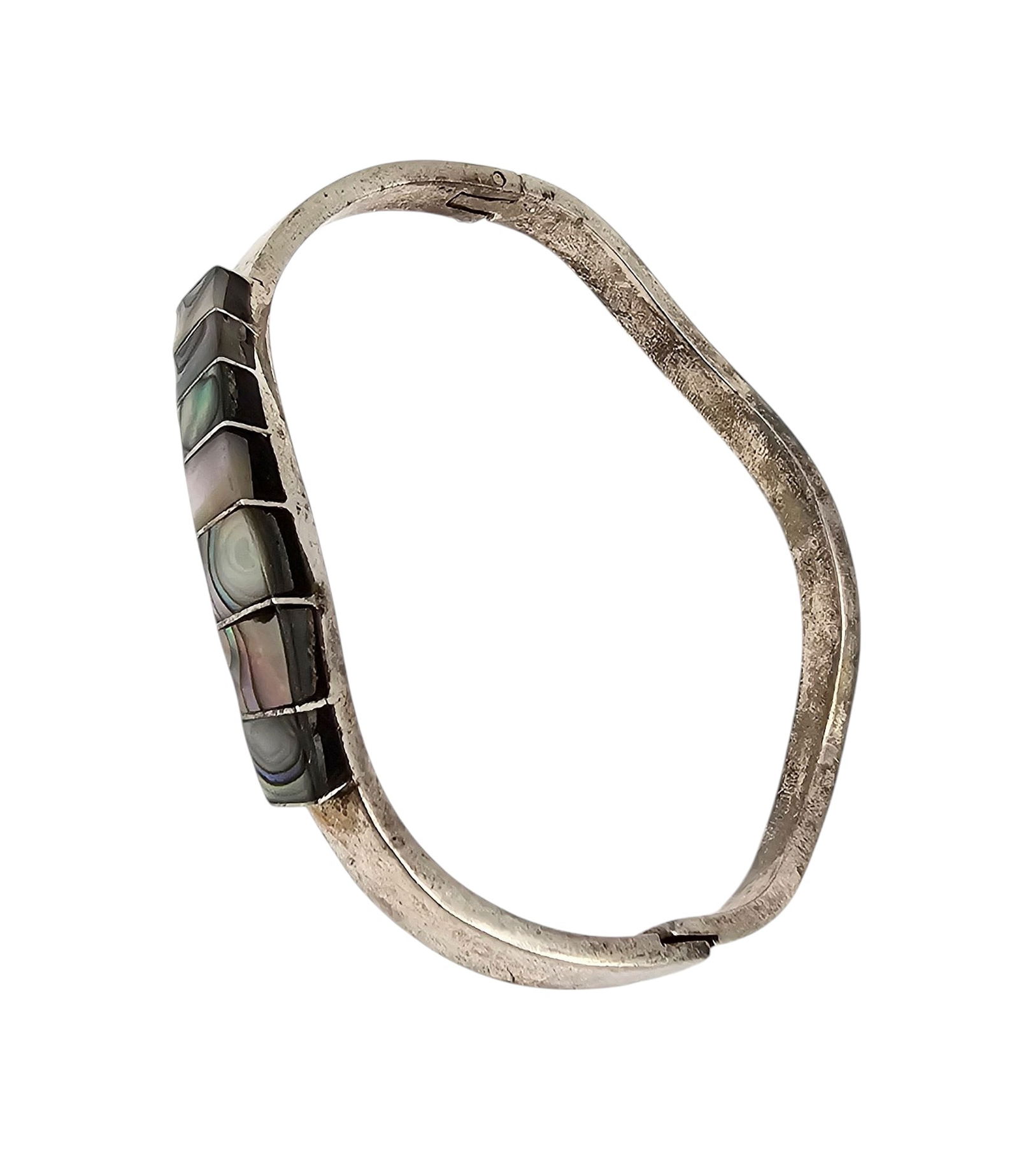 Mexico Sterling Abalone Wave Bangle Bracelet - 2