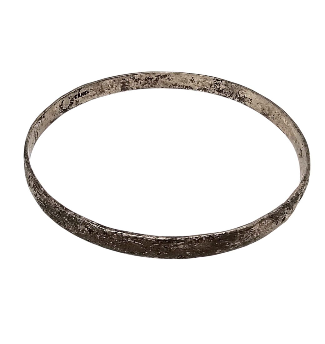 Signed Taxco Sterling Bangle Bracelet - 2