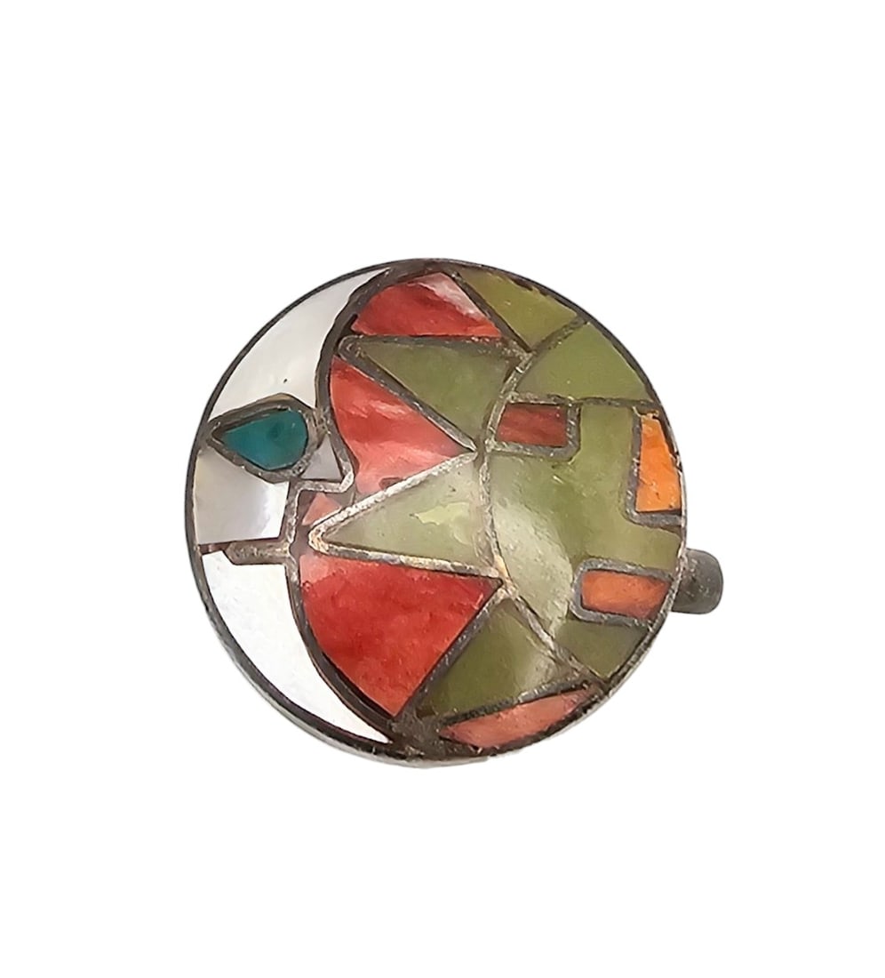 950 Sterling Mother Of Pearl Spiny Oyster Ring Size 5.75: 950 Sterling Mother Of Pearl Spiny Oyster Ring Size 5.75 5.8 G