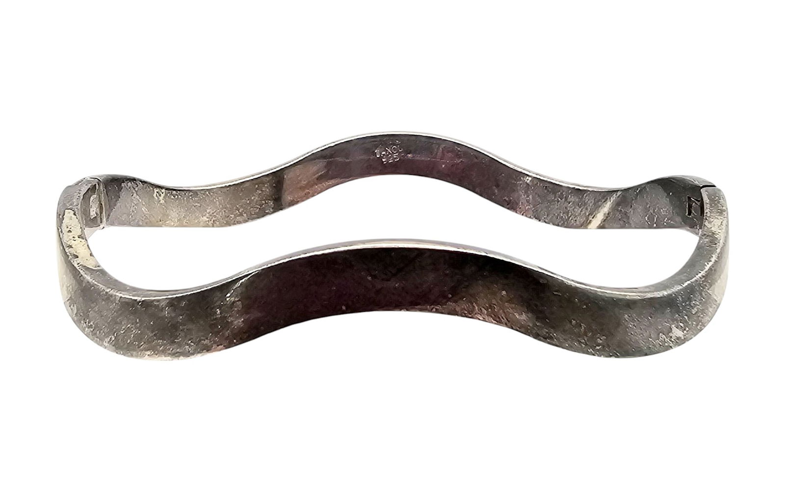 Taxco Sterling Wave Hinge Bangle Bracelet: Taxco Sterling Wave Hinge Bangle Bracelet 23.6 G