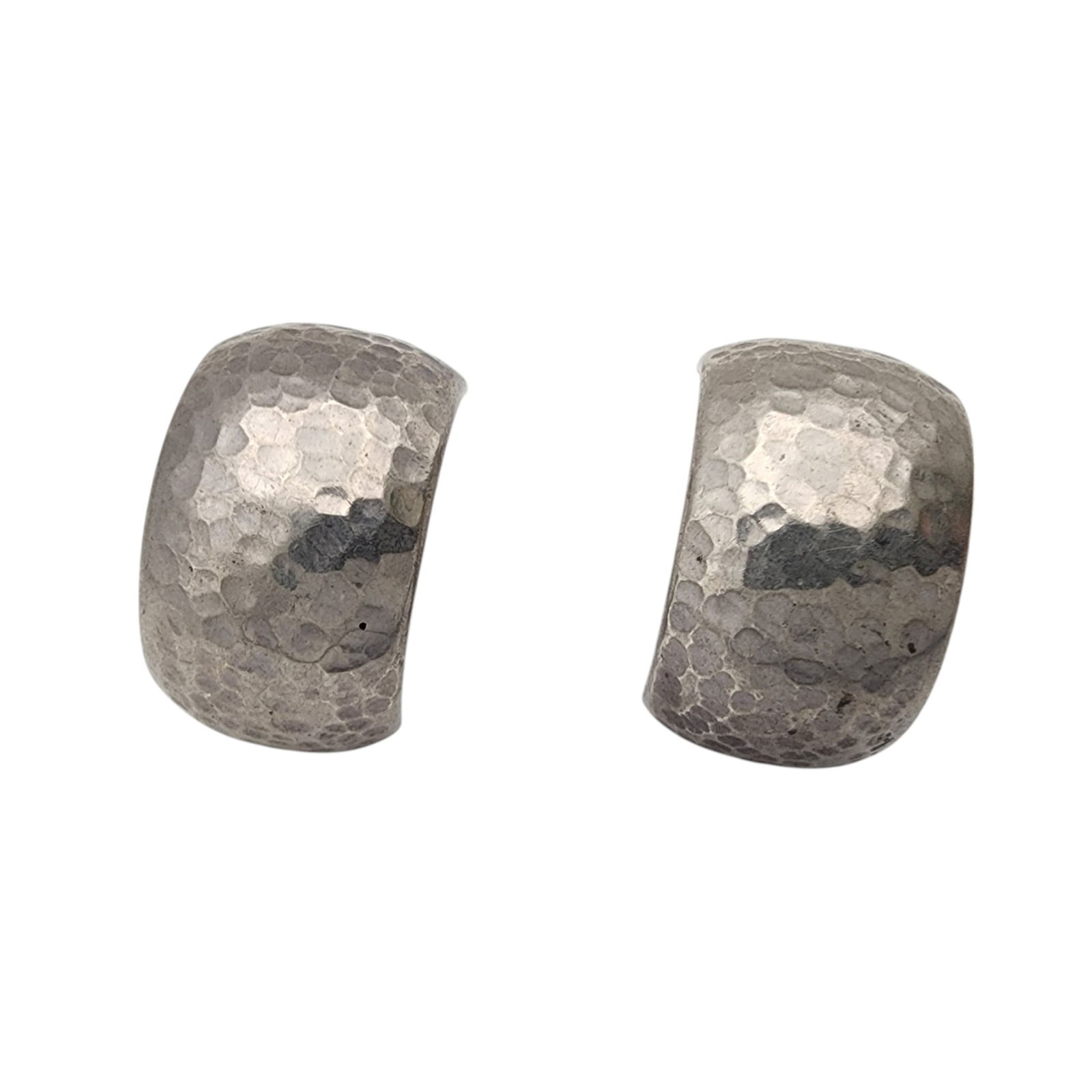 Mexico Sterling Hammered Hoop Earrings: Mexico Sterling Hammered Hoop Earrings 15.8g