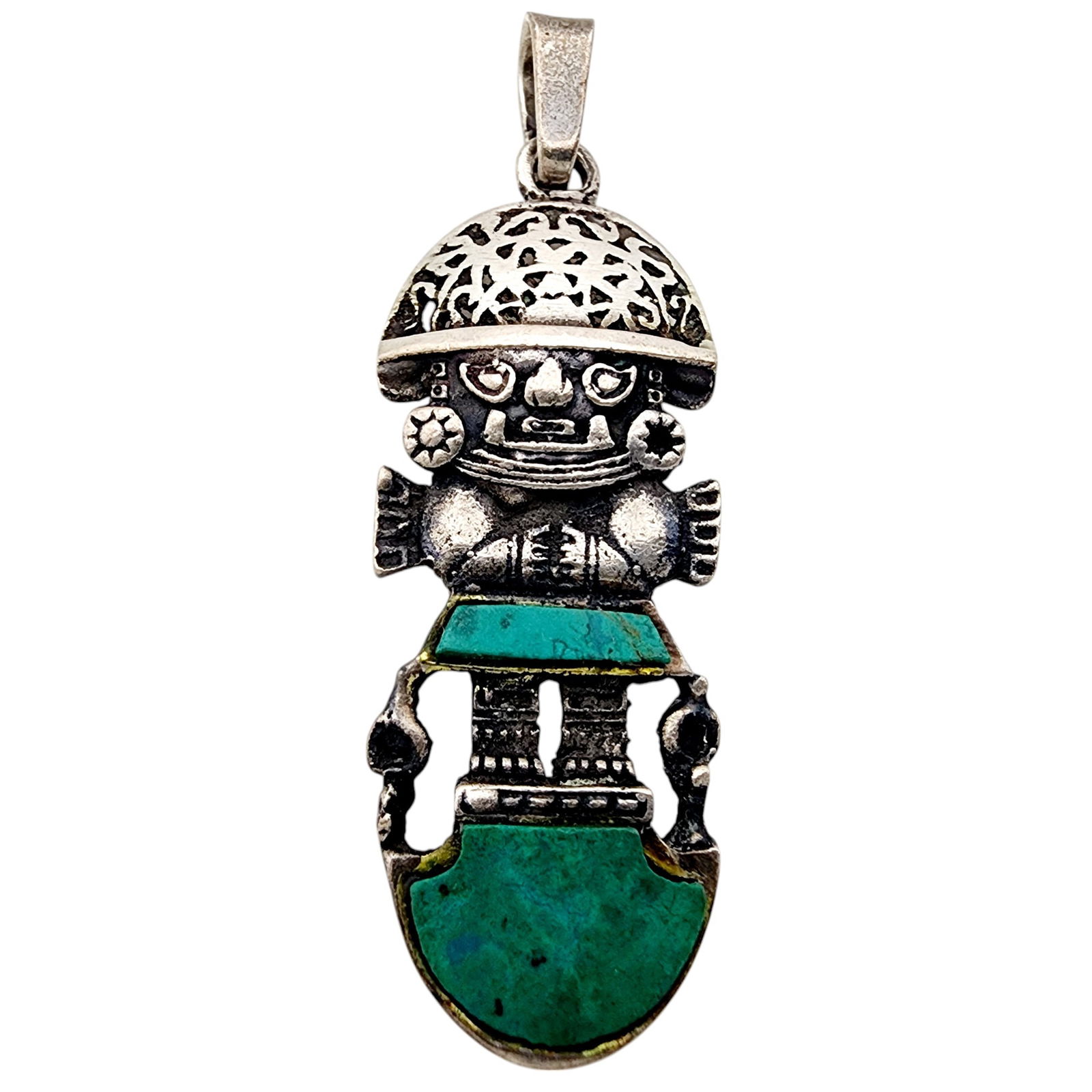 Sterling Mayan Warrior Pendant: Sterling Mayan Warrior Pendant 3.7g